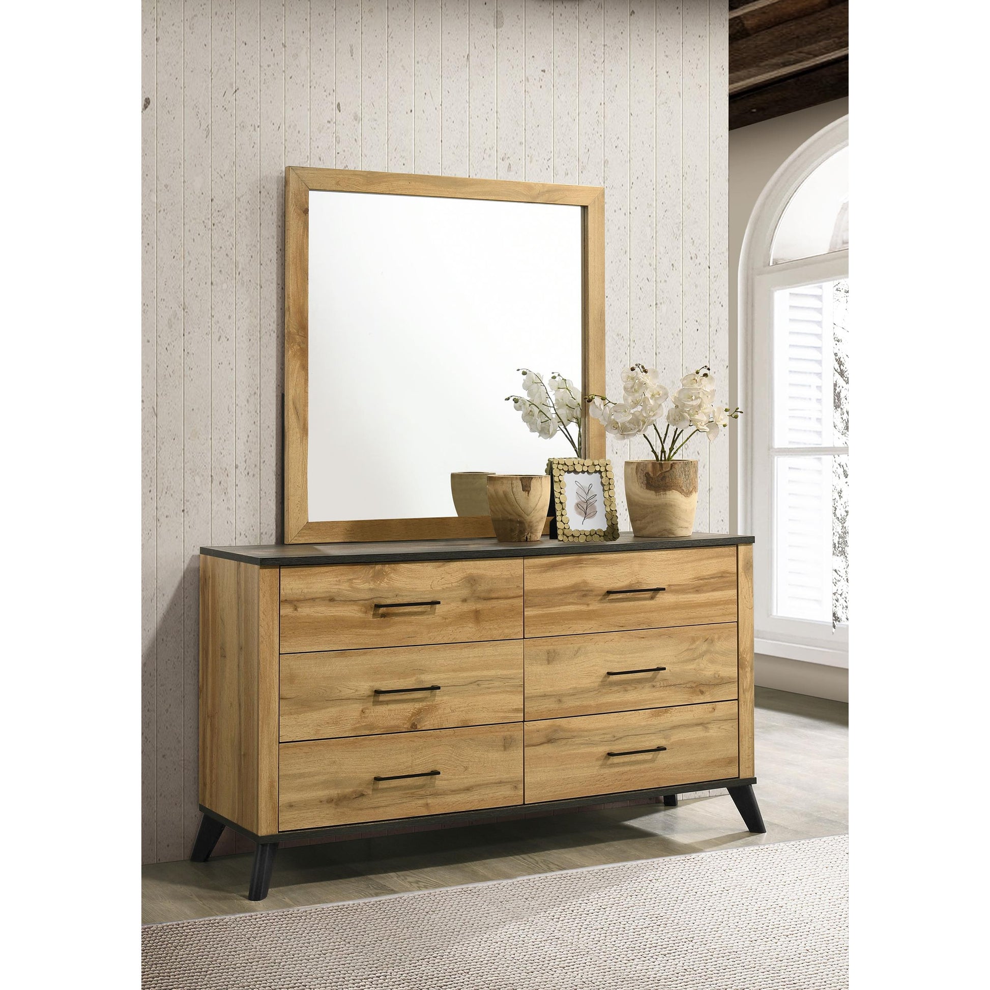  Coaster Furniture Kaywood 225003M 6-Drawer Dresser and Mirror - Natural Pine IMAGE 9