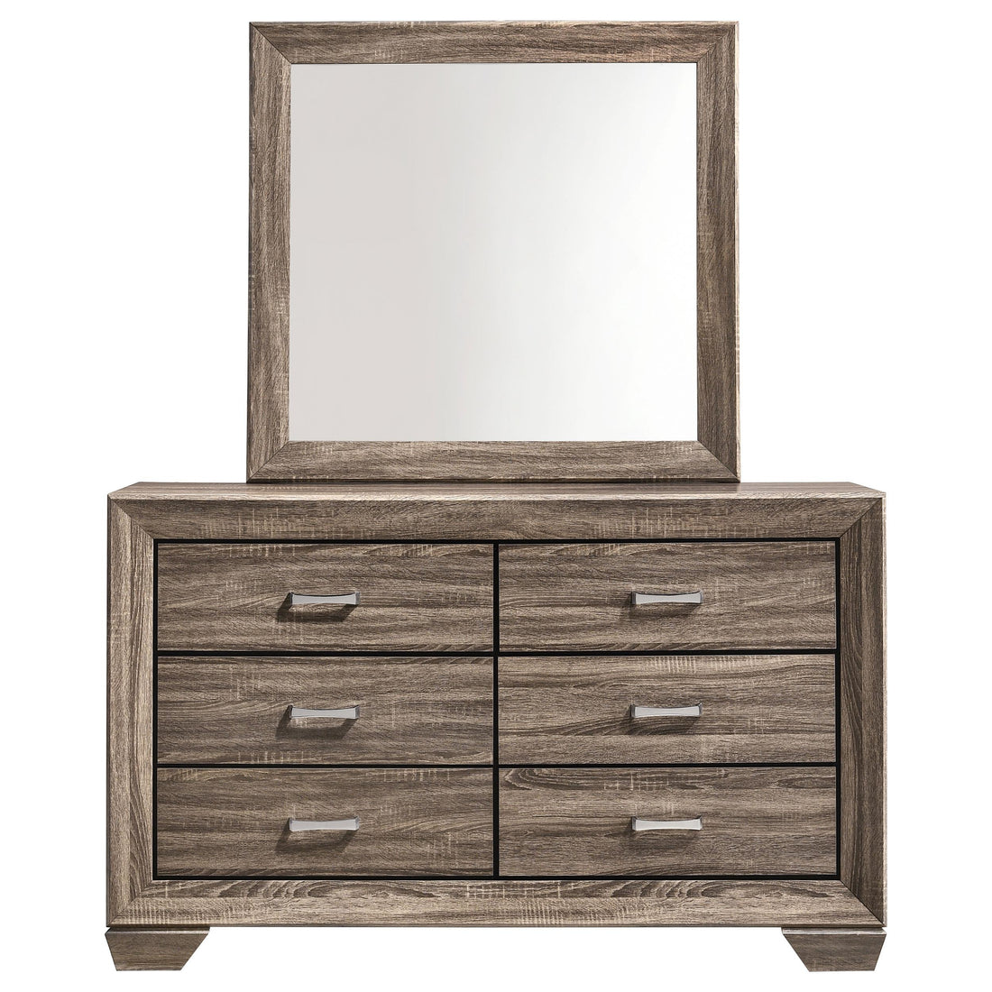 Coaster Furniture Kauffman 204193M 6-Drawer Dresser with Mirror - Washed Taupe IMAGE 1