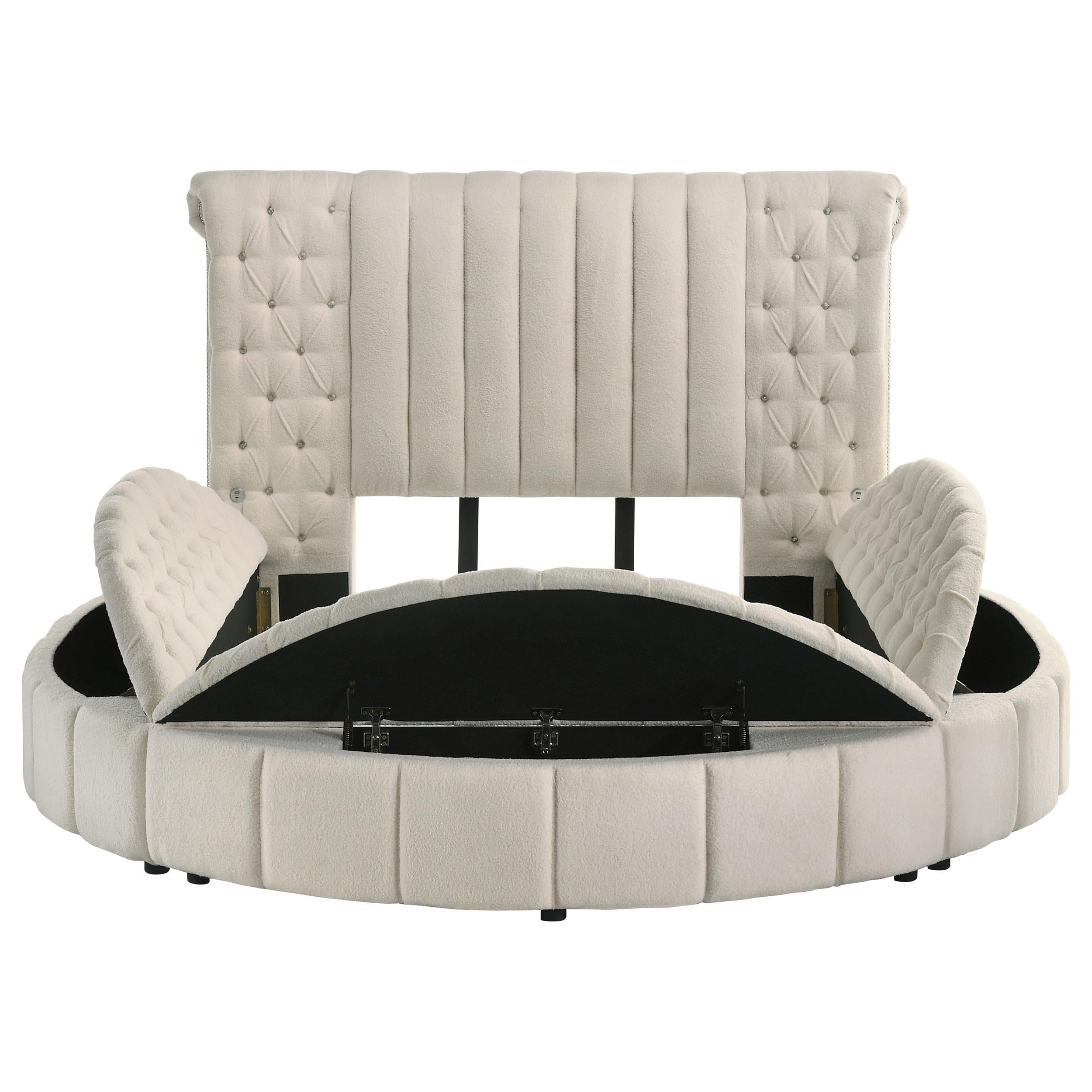  Size_Queen  --  Coaster Furniture Sonya Upholstered Panel Bed with Storage IMAGE 4