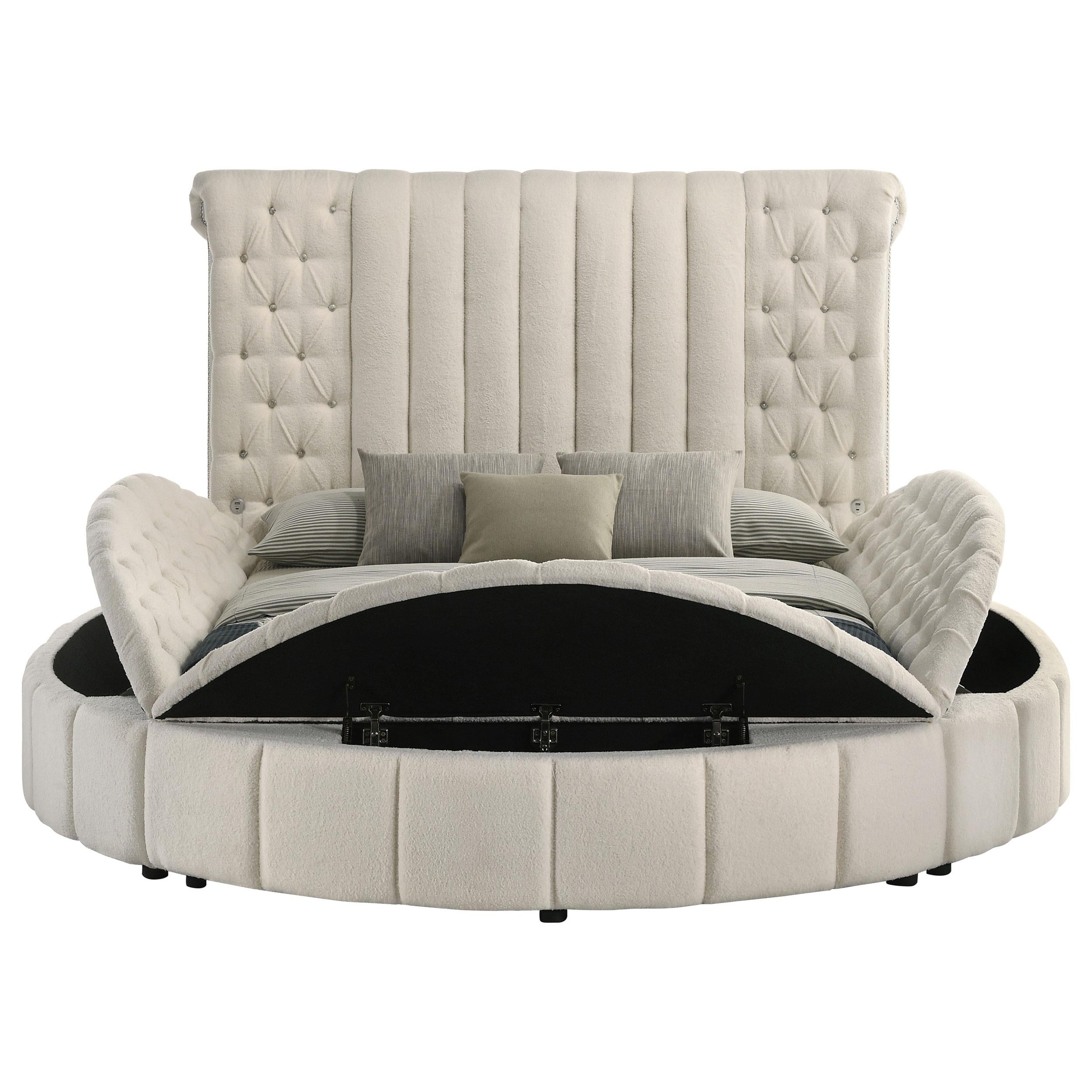  Size_Queen  --  Coaster Furniture Sonya Upholstered Panel Bed with Storage IMAGE 5