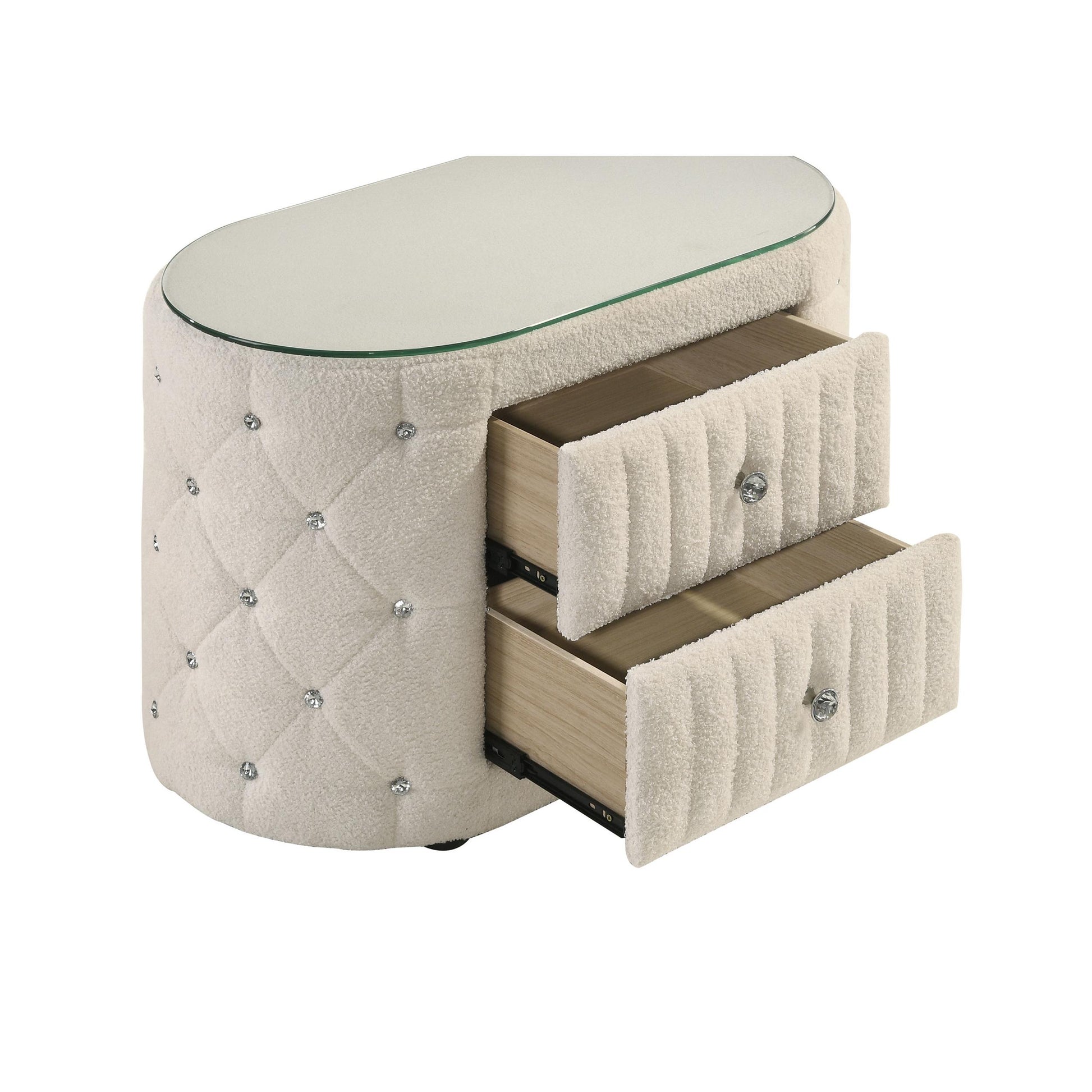  Coaster Furniture Sonya 360112 2-Drawer Upholstered Nightstand Bedside Table - Ivory IMAGE 10