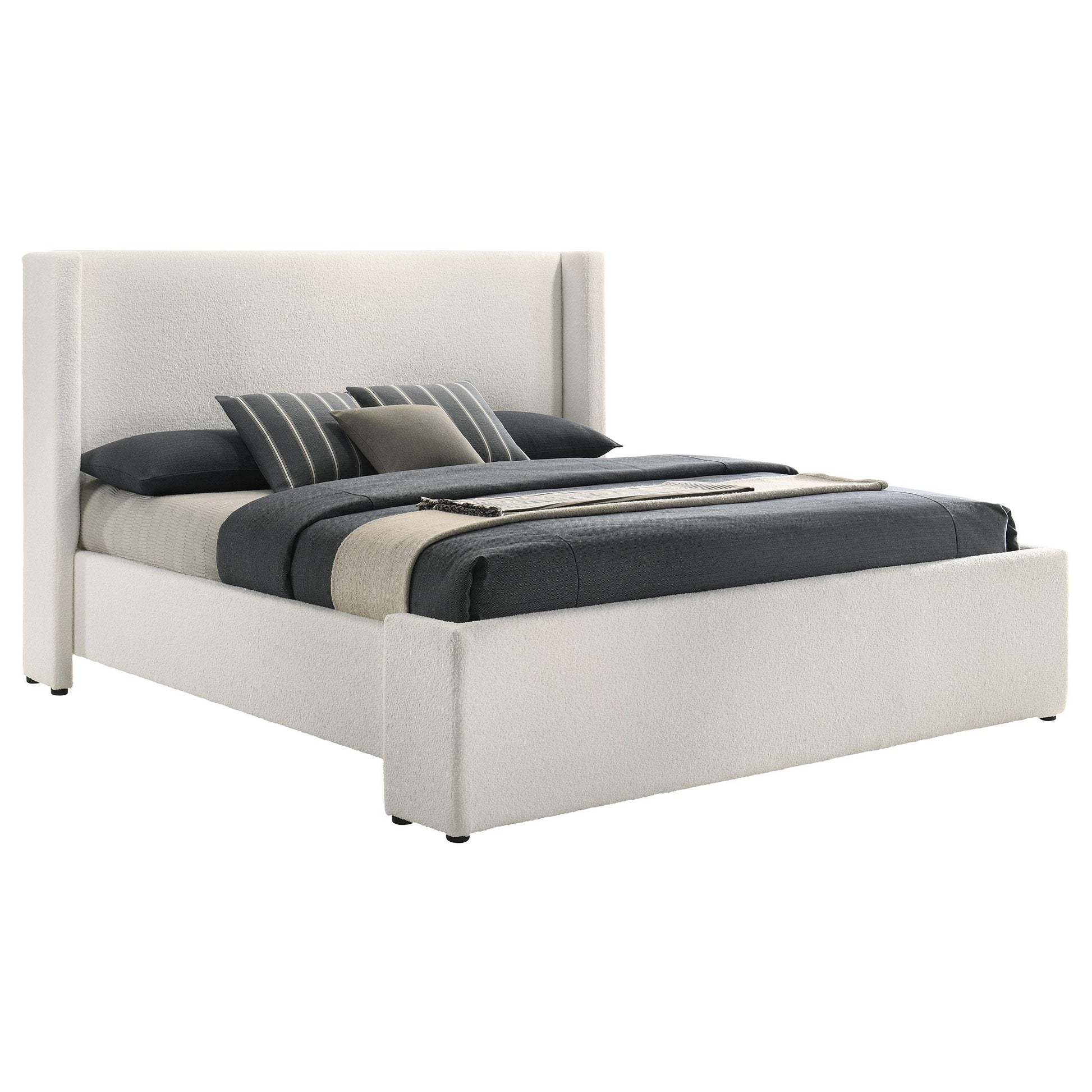  Size_King  -- Alamosa 310078KE Boucle Upholstered Eastern King Platform Bed - White IMAGE 2