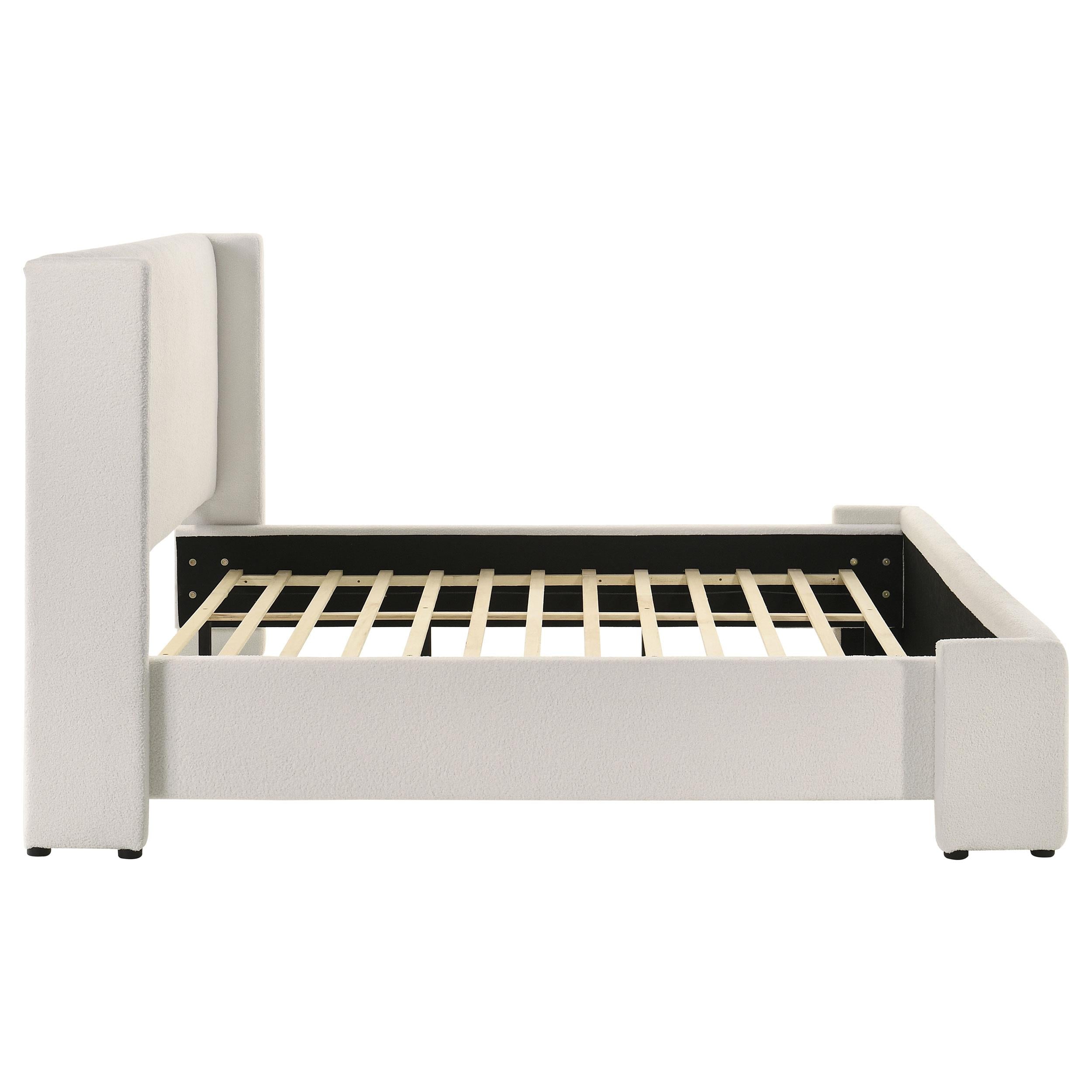  Size_King  -- Alamosa 310078KE Boucle Upholstered Eastern King Platform Bed - White IMAGE 5