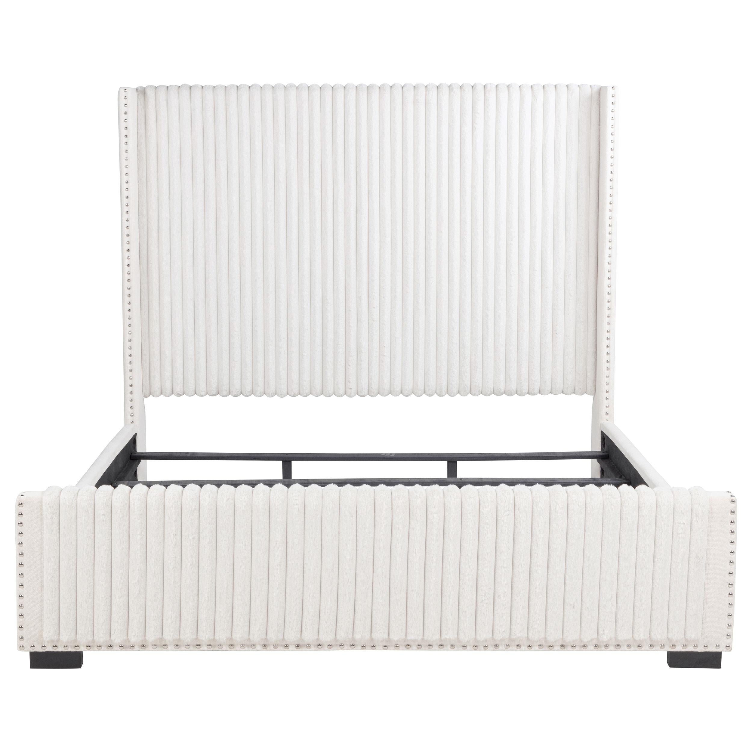  Size_King  -- Natasha 306051KE 65-inch Upholstered Eastern King Wingback Bed - Cream IMAGE 3