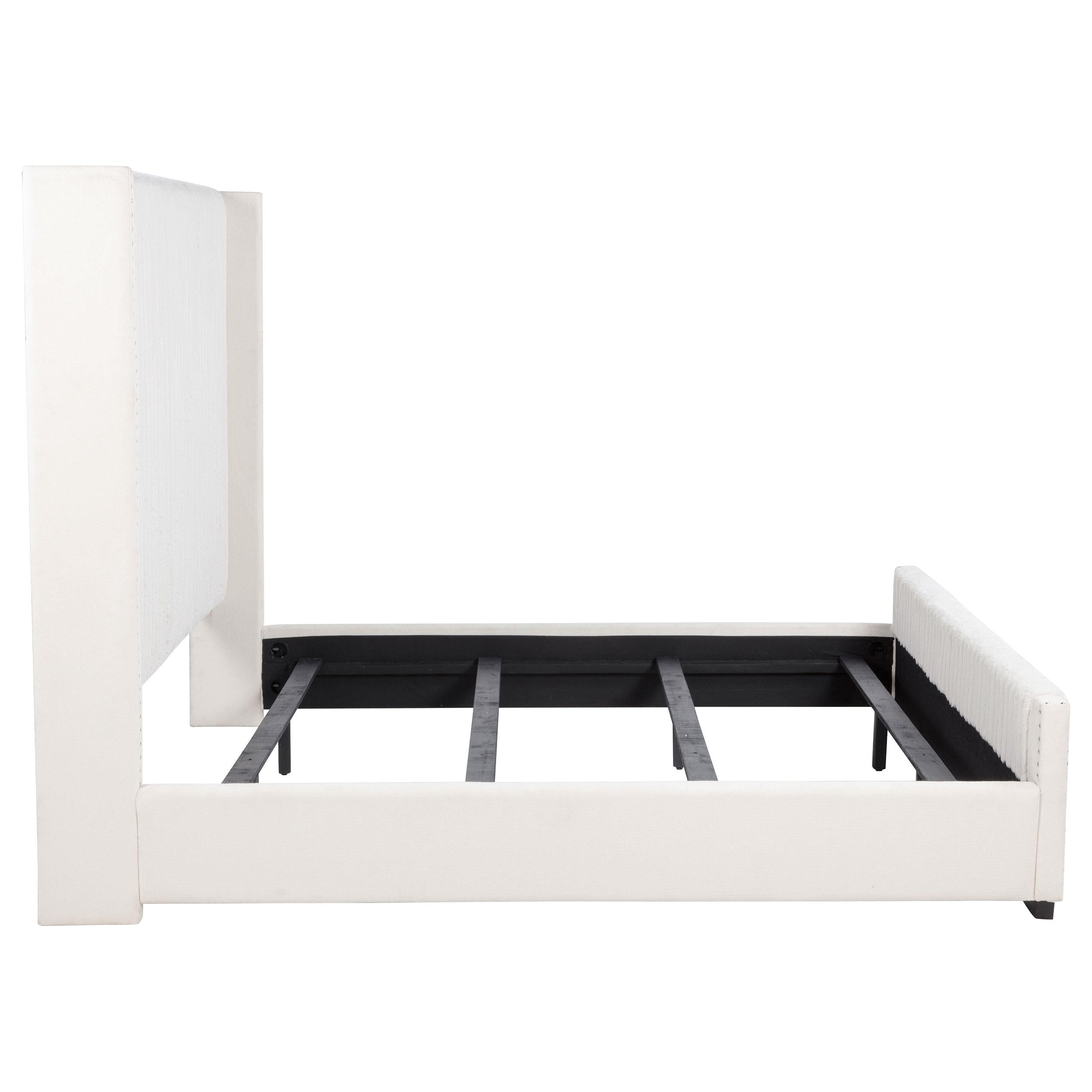  Size_King  -- Natasha 306051KE 65-inch Upholstered Eastern King Wingback Bed - Cream IMAGE 5