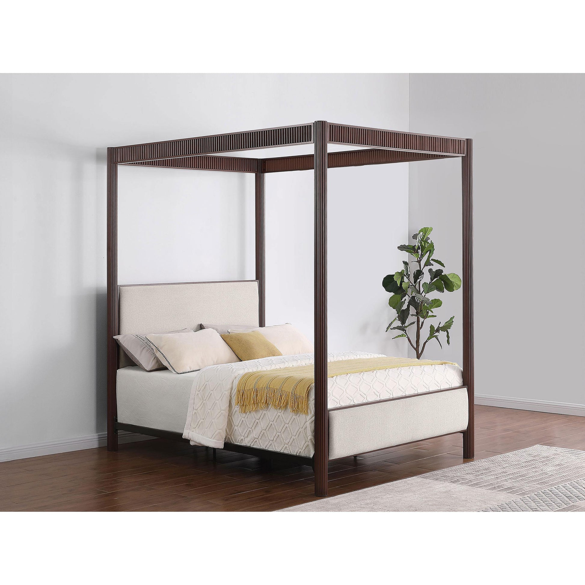  Size_Queen  -- Coaster Furniture Zimmerlee Upholstered Canopy Bed IMAGE 8