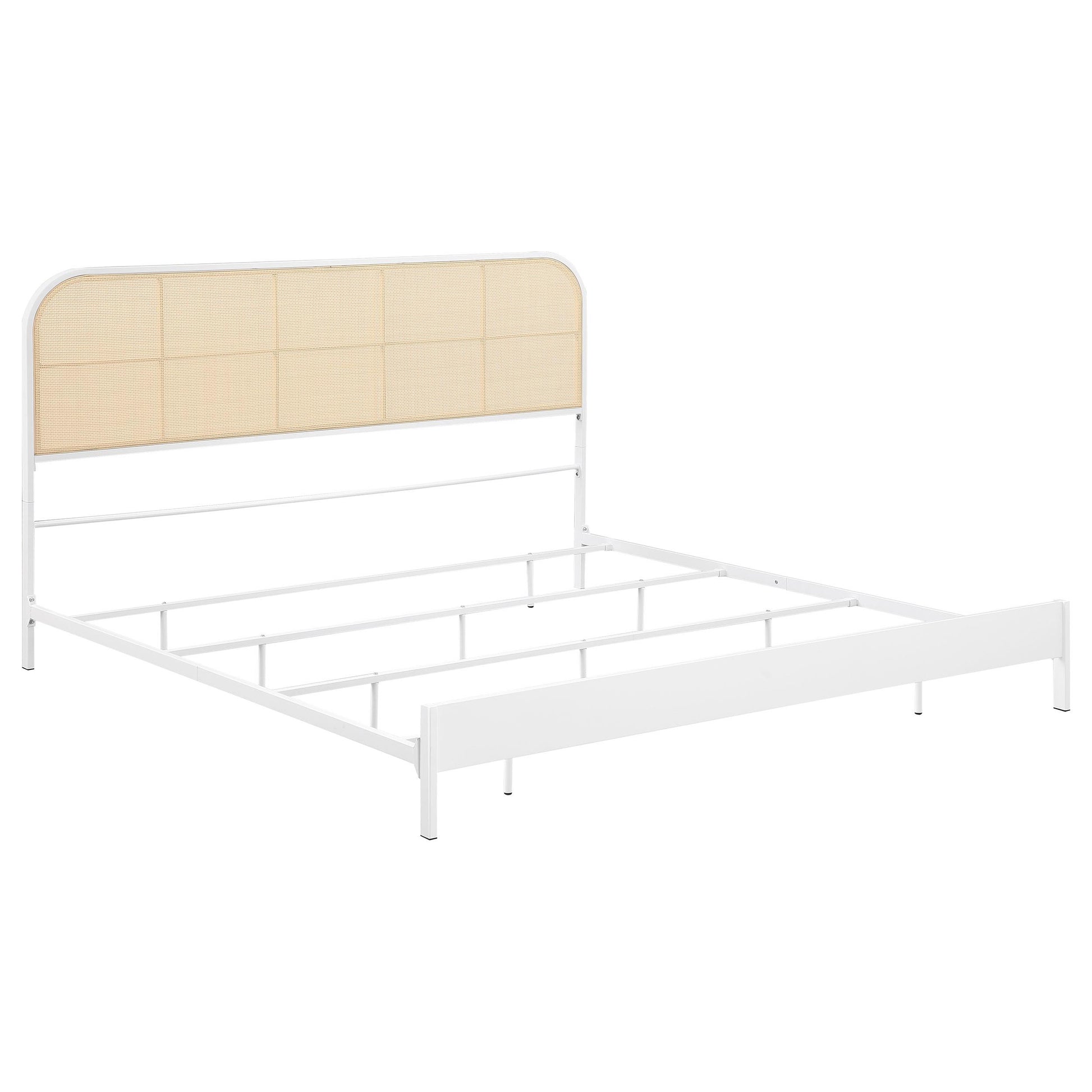  Size_King  -- Amherst 360301KE Radio Weave Rattan Metal Eastern King Bed - White IMAGE 1