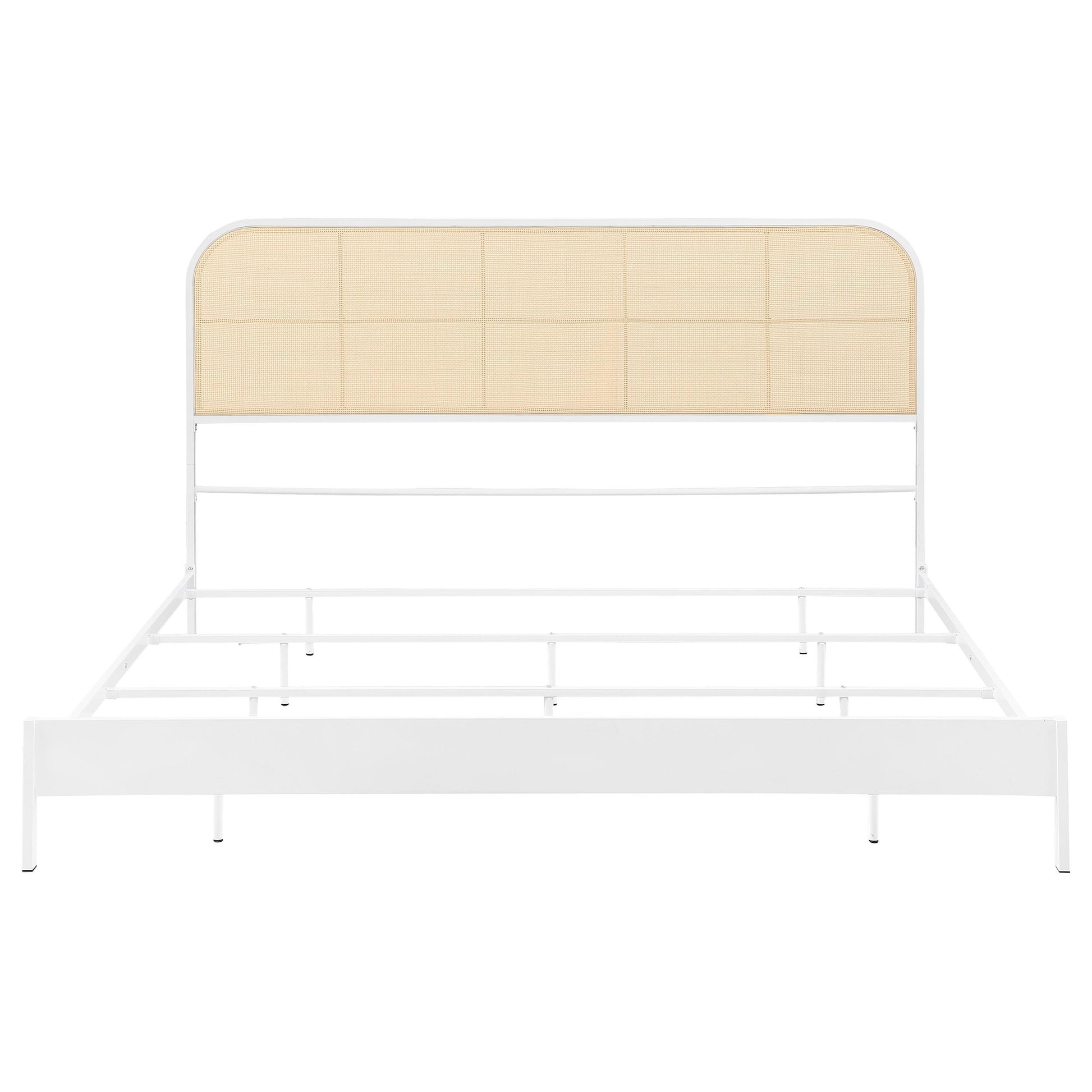  Size_King  -- Amherst 360301KE Radio Weave Rattan Metal Eastern King Bed - White IMAGE 2