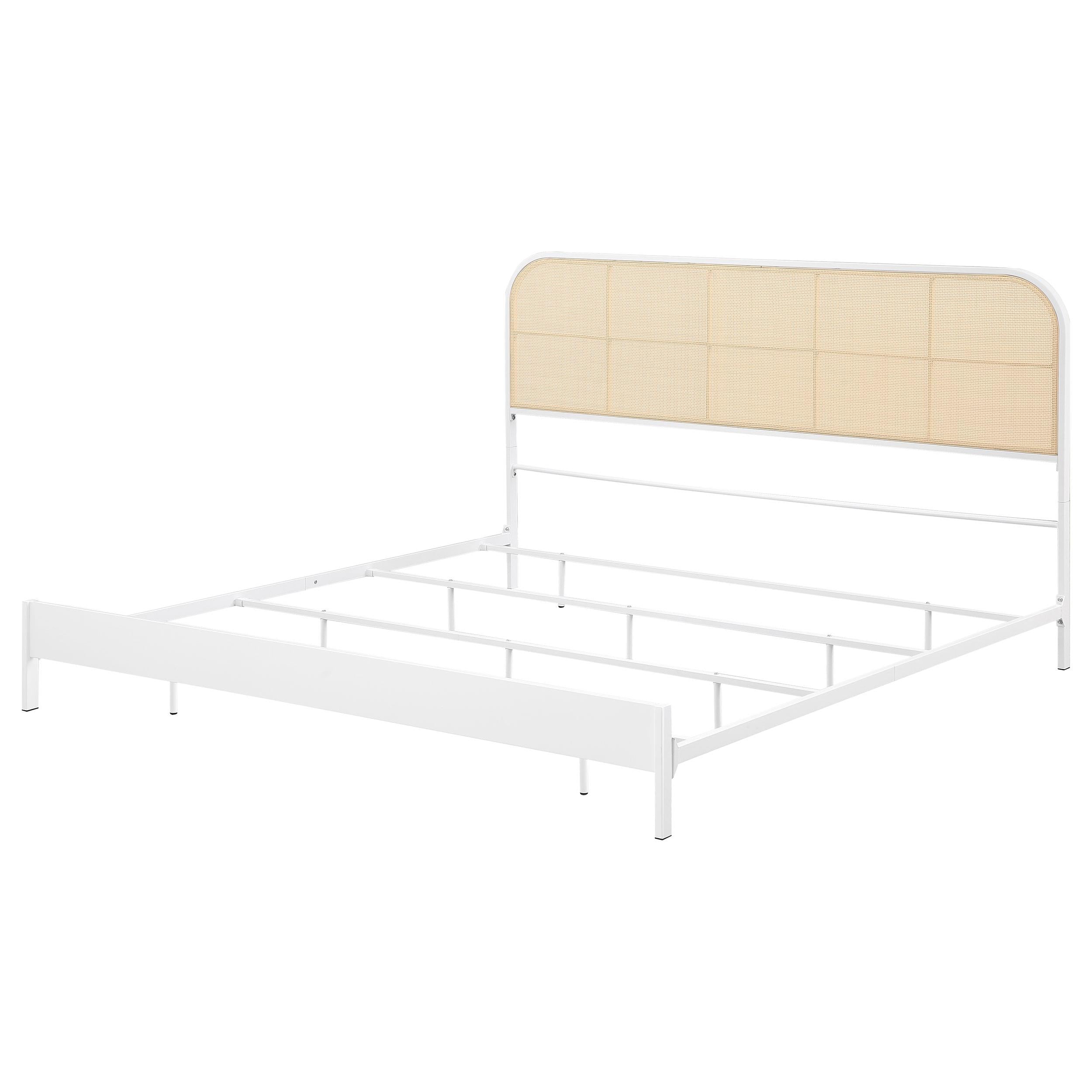  Size_King  -- Amherst 360301KE Radio Weave Rattan Metal Eastern King Bed - White IMAGE 3