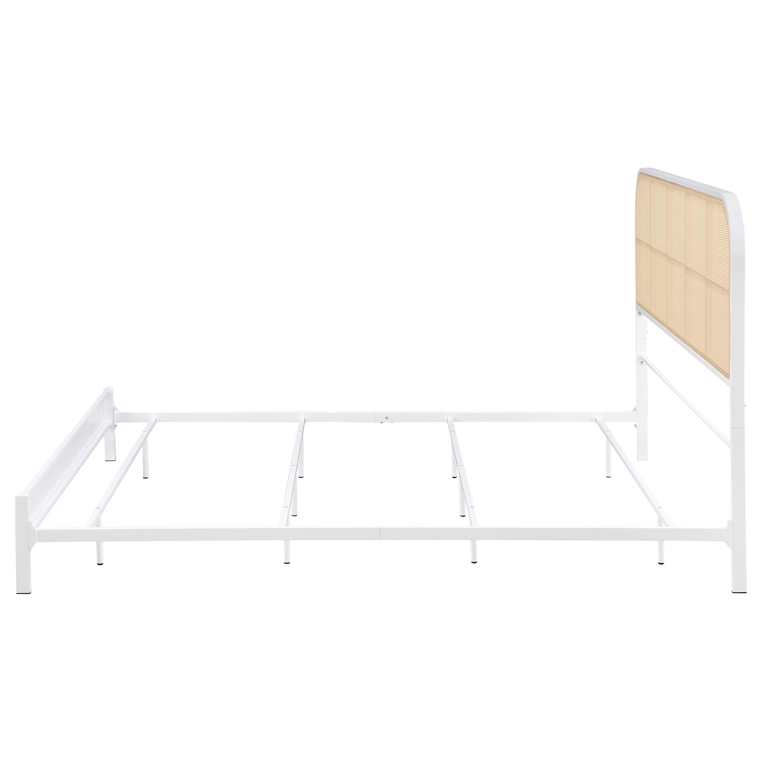  Size_King  -- Amherst 360301KE Radio Weave Rattan Metal Eastern King Bed - White IMAGE 4