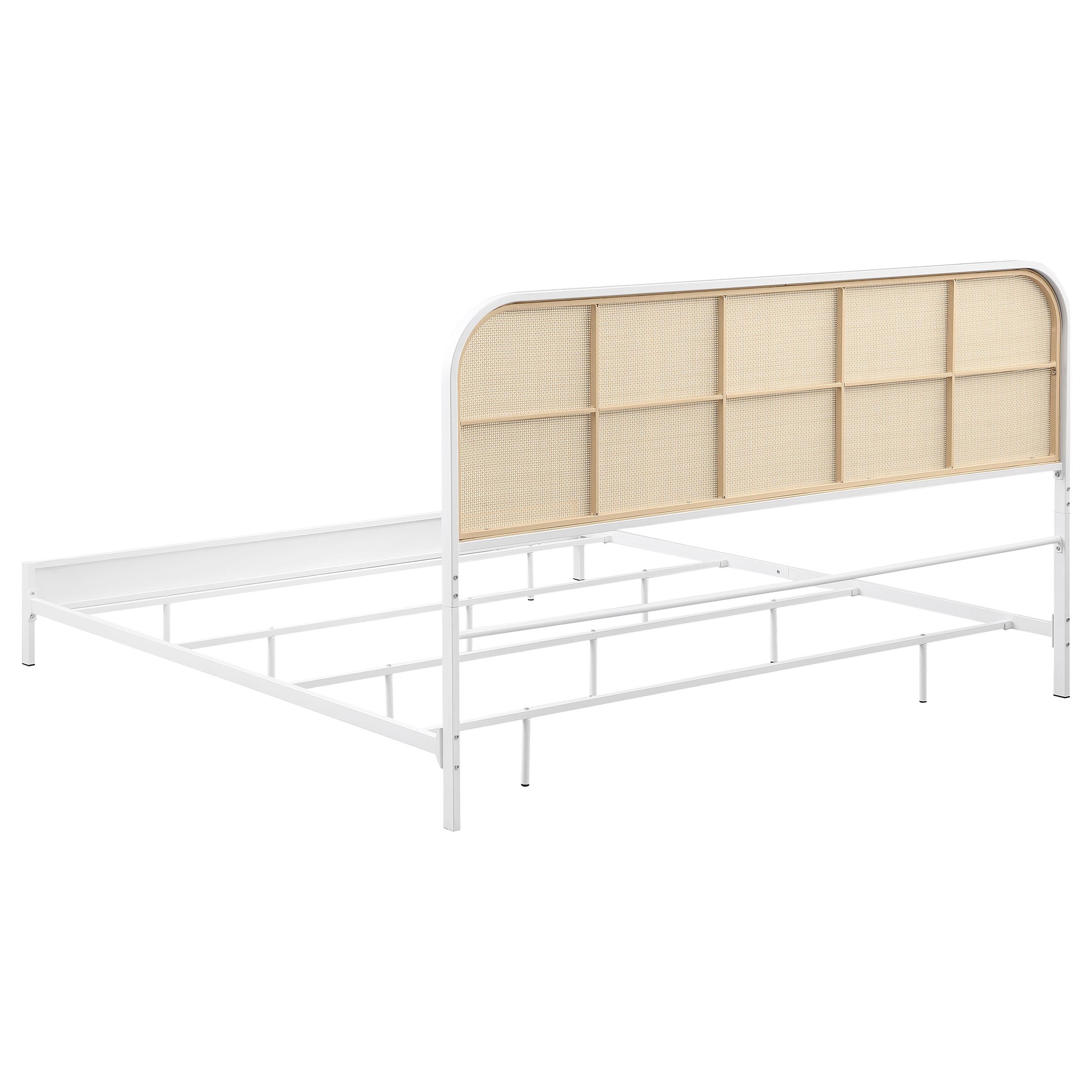  Size_King  -- Amherst 360301KE Radio Weave Rattan Metal Eastern King Bed - White IMAGE 5