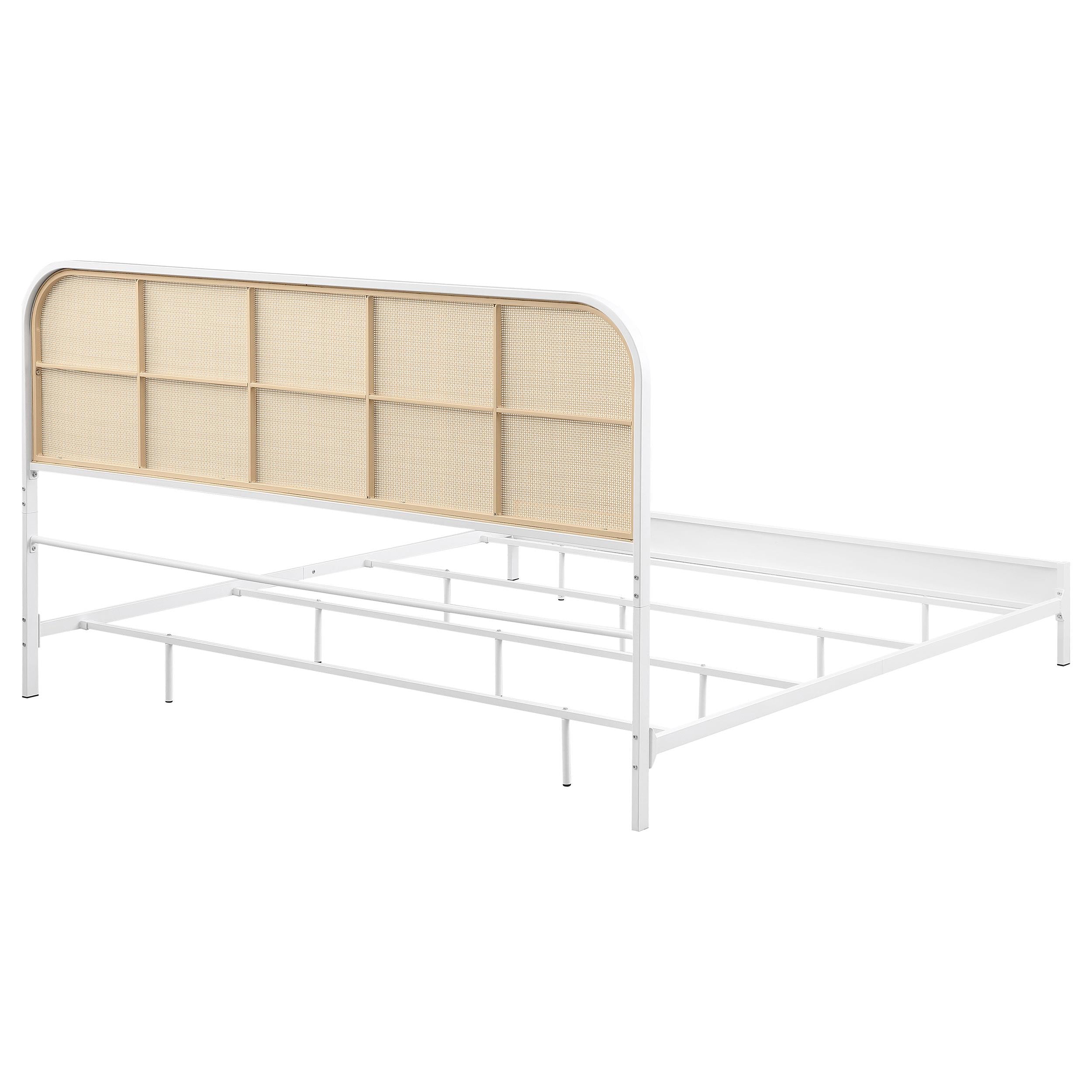  Size_King  -- Amherst 360301KE Radio Weave Rattan Metal Eastern King Bed - White IMAGE 6