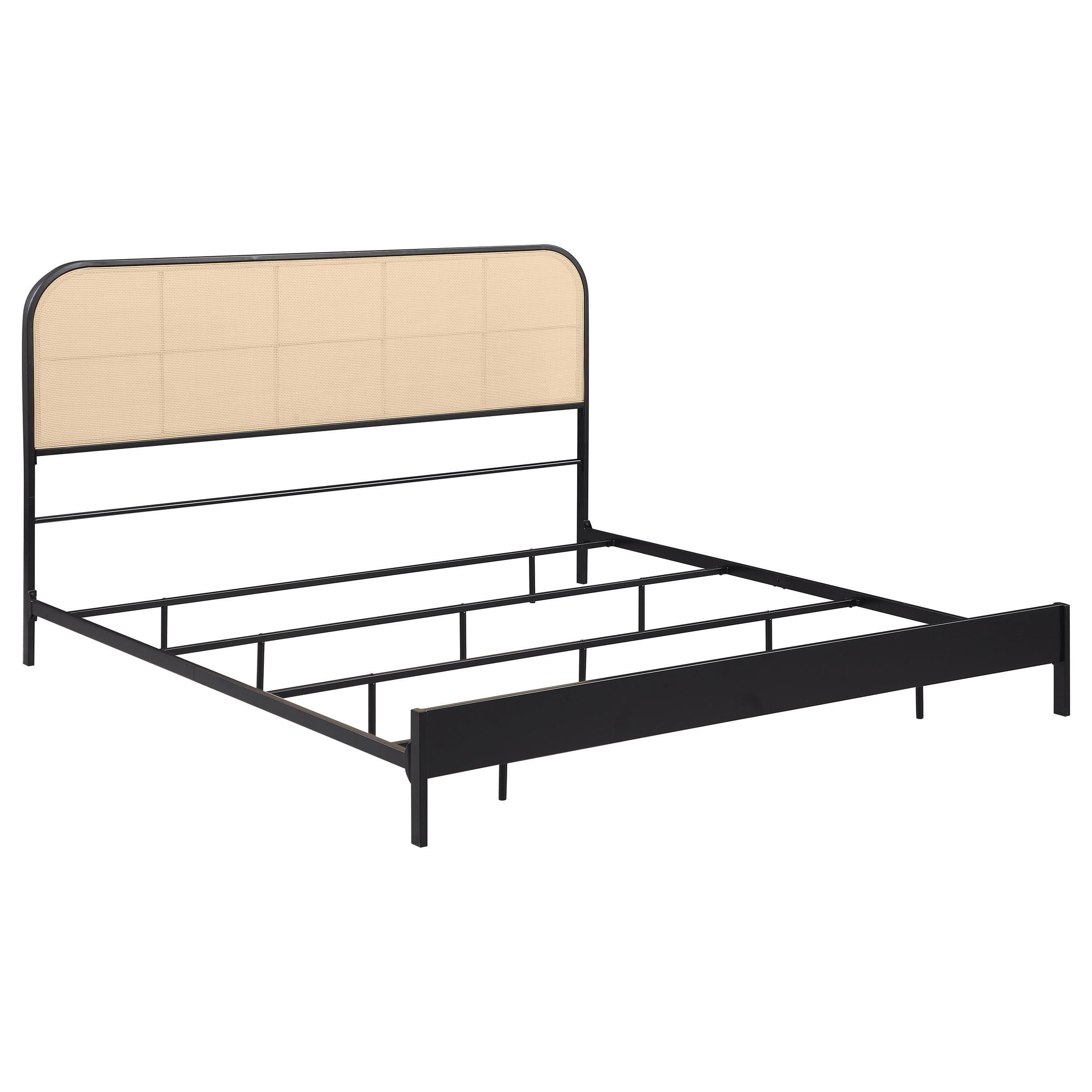  Size_King  -- Amherst 360351KE Radio Weave Rattan Metal Eastern King Bed - Black IMAGE 1