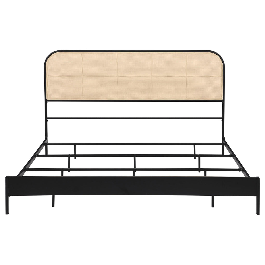  Size_King -- Amherst 360351KE Radio Weave Rattan Metal Eastern King Bed - Black IMAGE 1