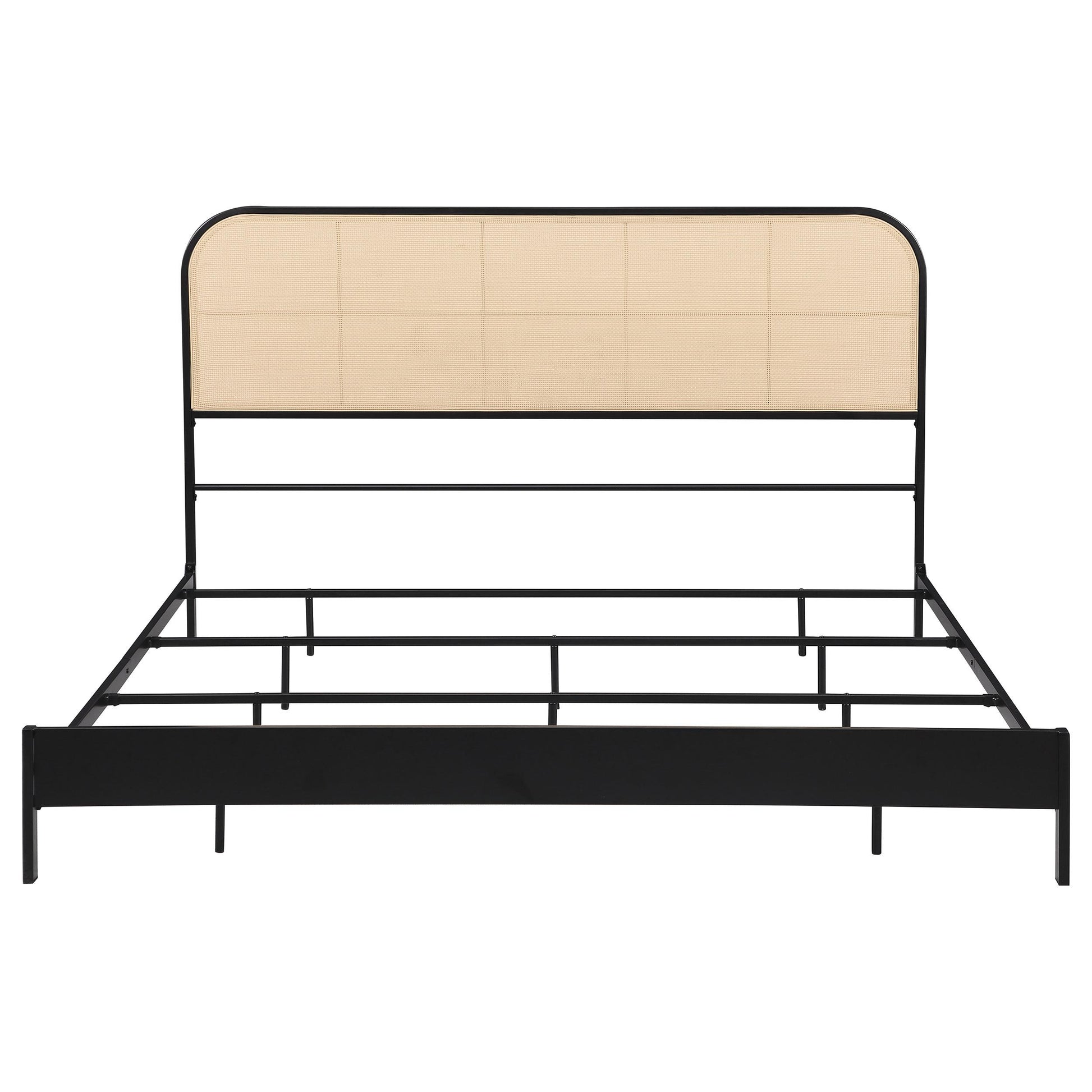  Size_King  -- Amherst 360351KE Radio Weave Rattan Metal Eastern King Bed - Black IMAGE 2