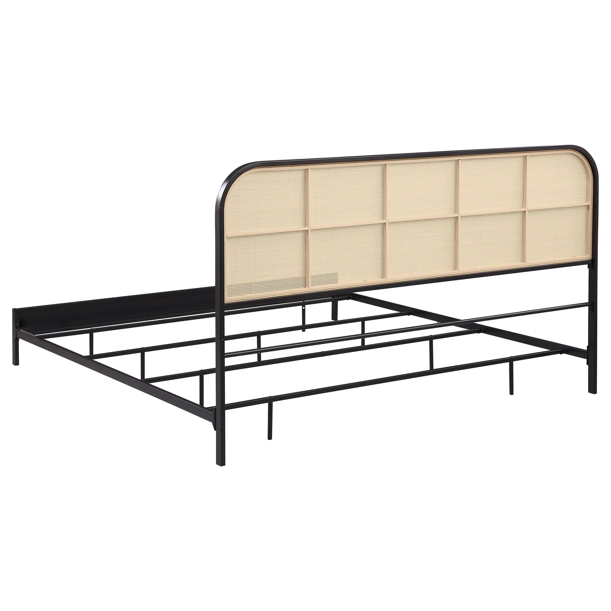  Size_King  -- Amherst 360351KE Radio Weave Rattan Metal Eastern King Bed - Black IMAGE 5