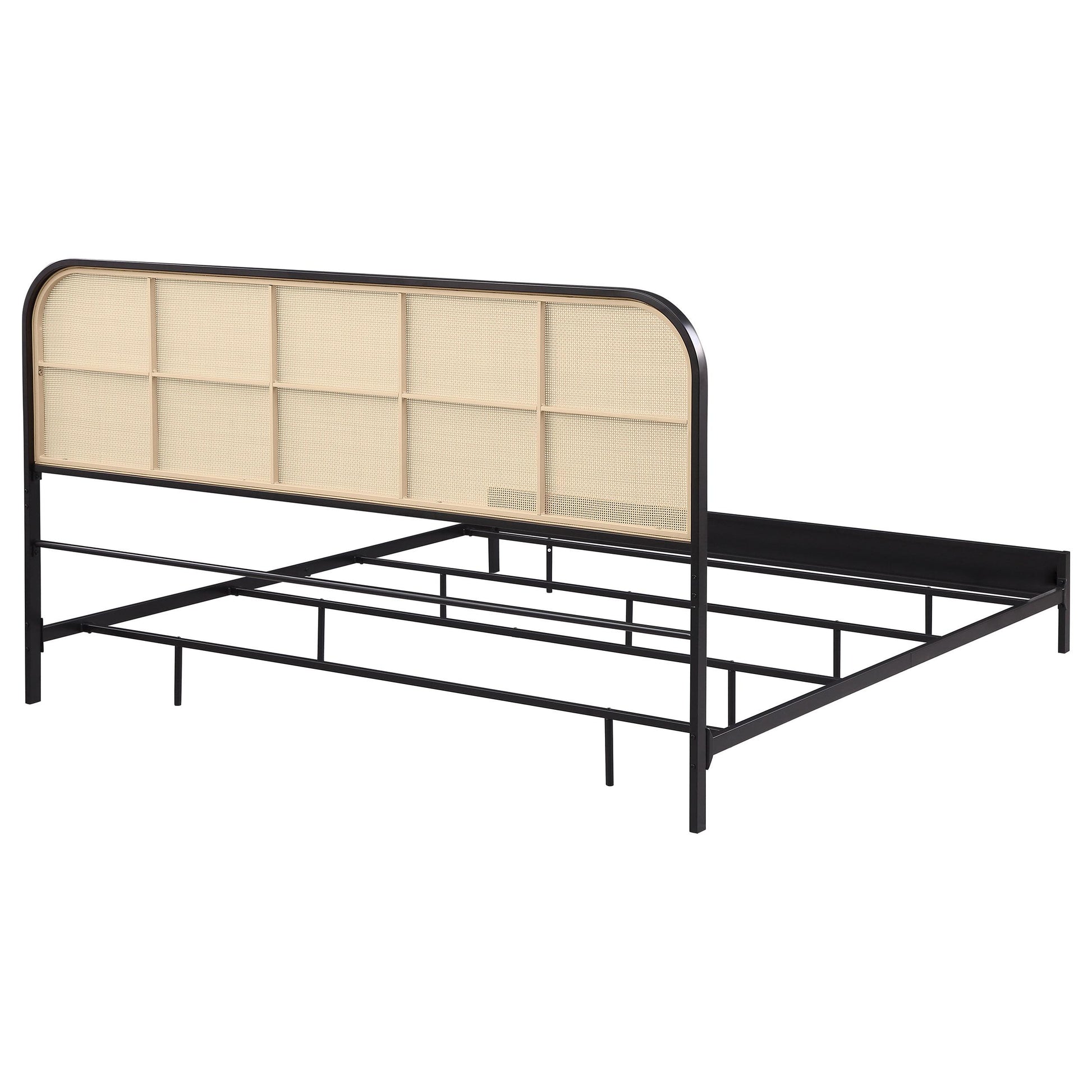  Size_King  -- Amherst 360351KE Radio Weave Rattan Metal Eastern King Bed - Black IMAGE 6