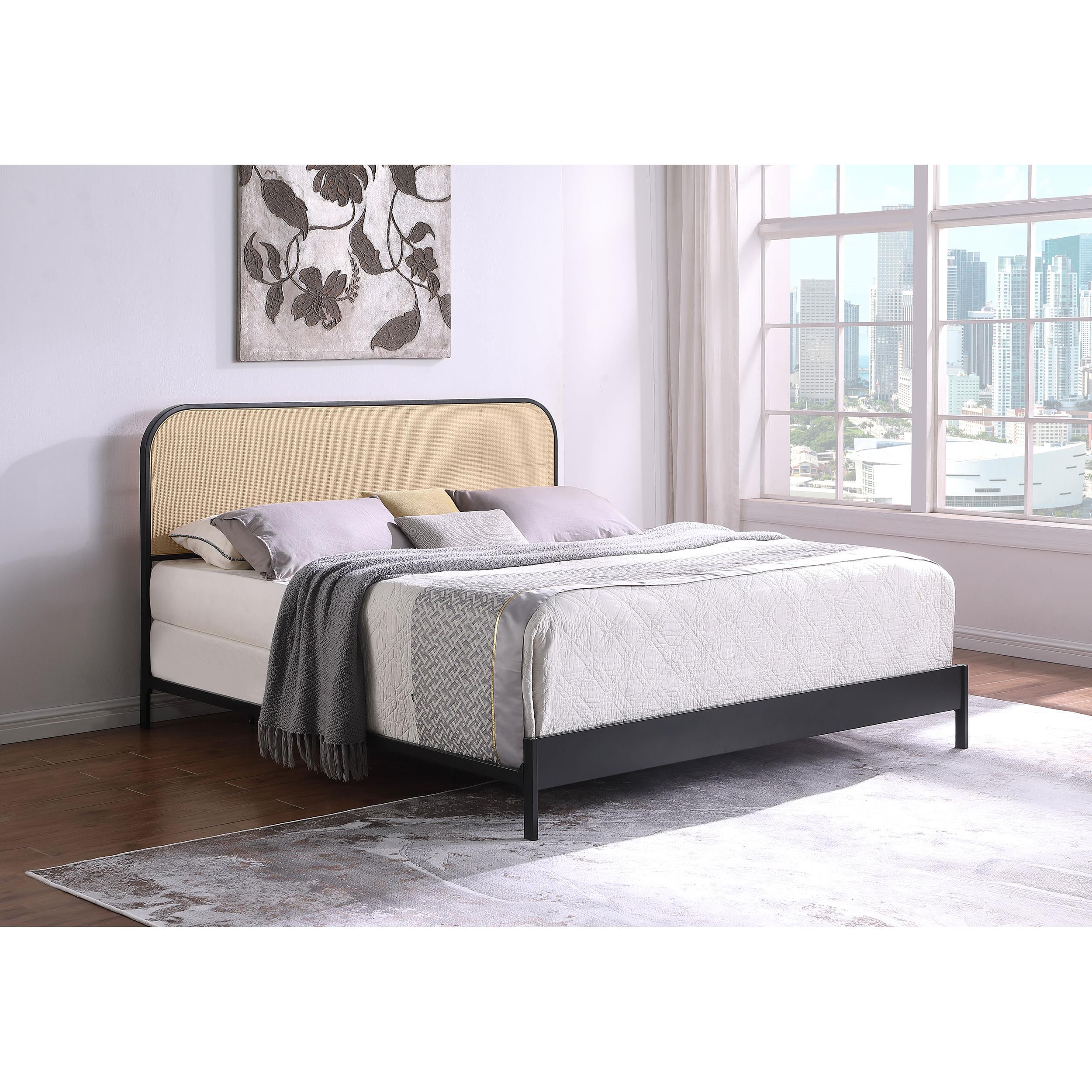  Size_King  -- Amherst 360351KE Radio Weave Rattan Metal Eastern King Bed - Black IMAGE 8