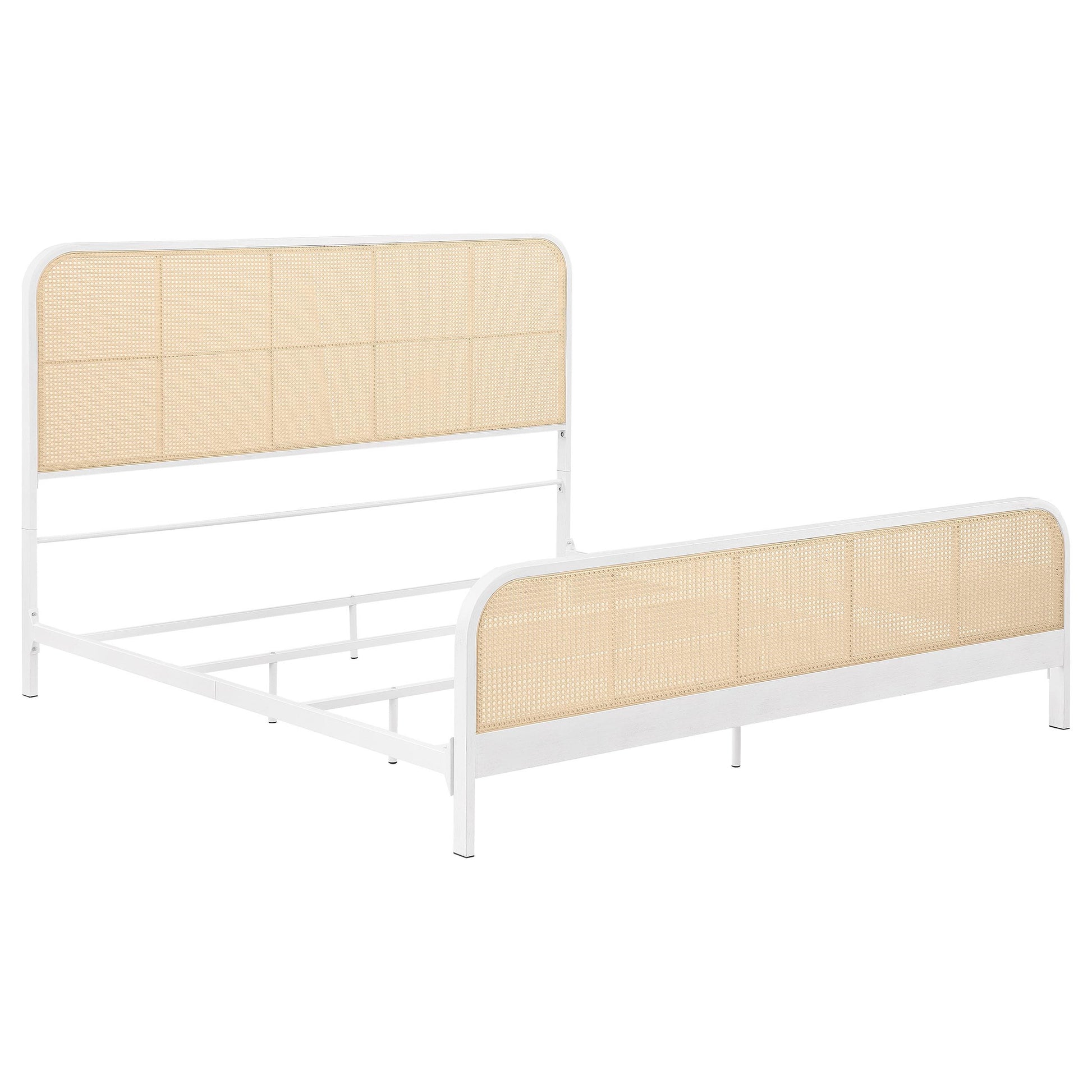  Size_King  -- Lanewood 360251KE Open Cane Webbing Metal Eastern King Bed - White IMAGE 1