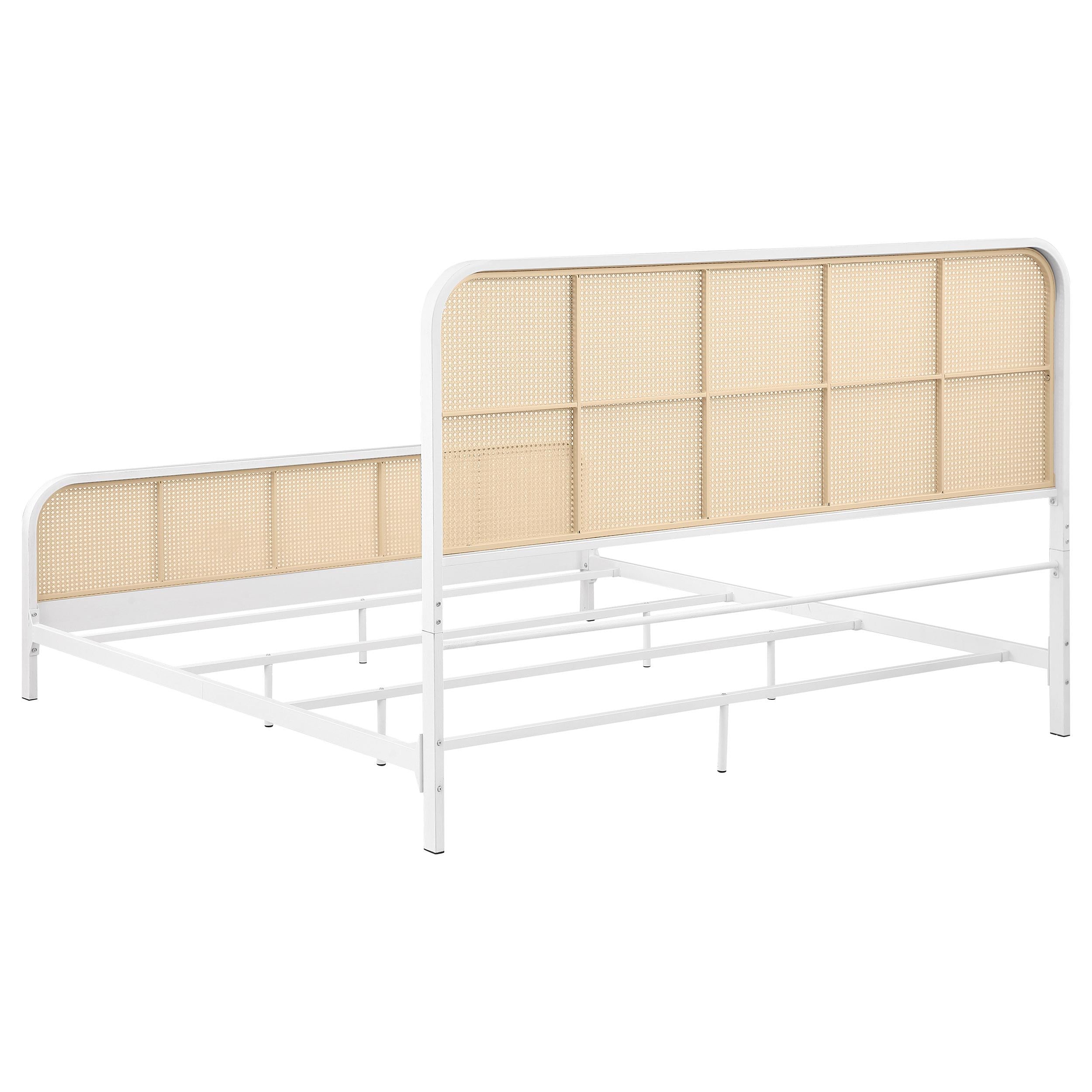  Size_King  -- Lanewood 360251KE Open Cane Webbing Metal Eastern King Bed - White IMAGE 5