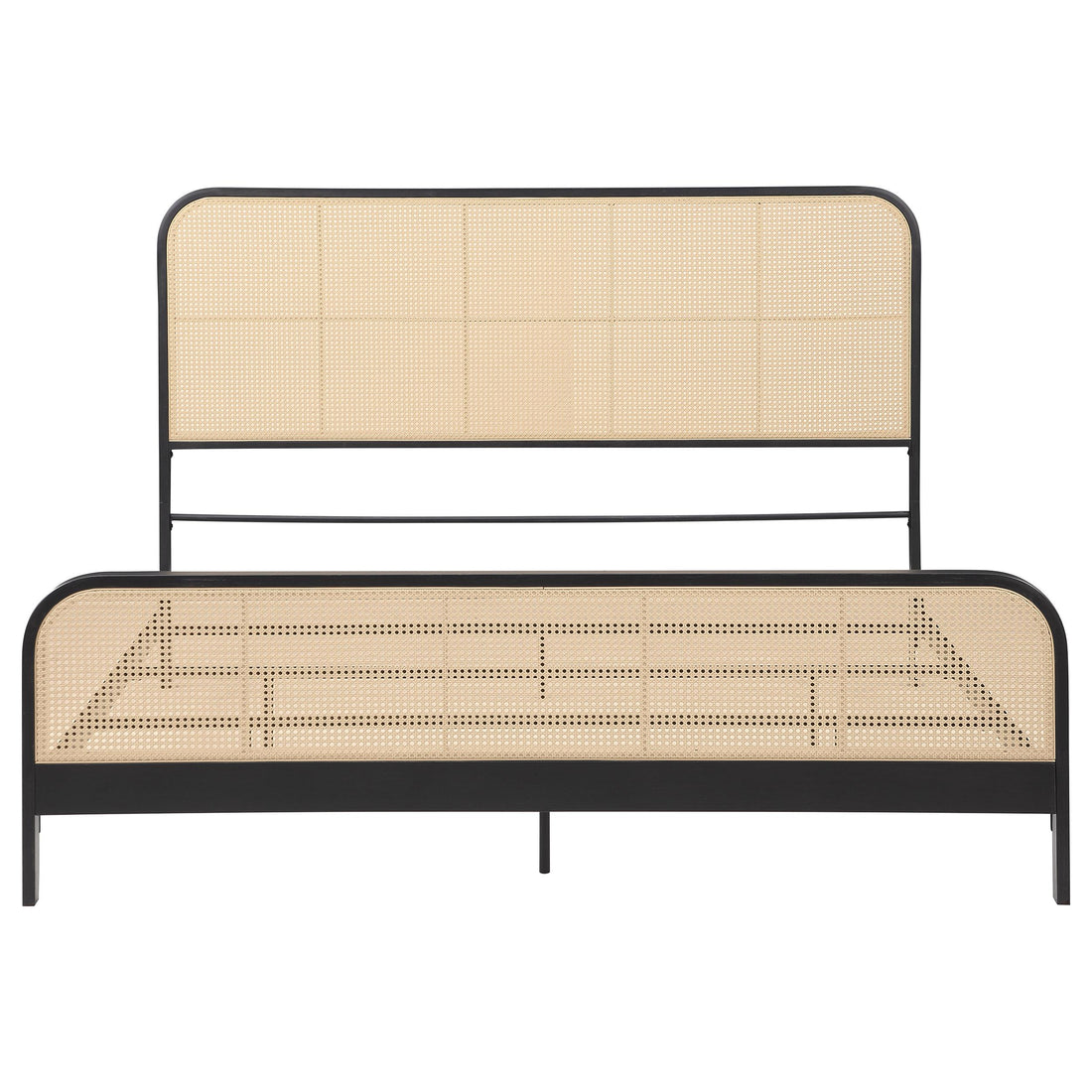 Coaster Furniture Lanewood 360250KE Open Cane Webbing Metal Eastern King Bed - Black IMAGE 1