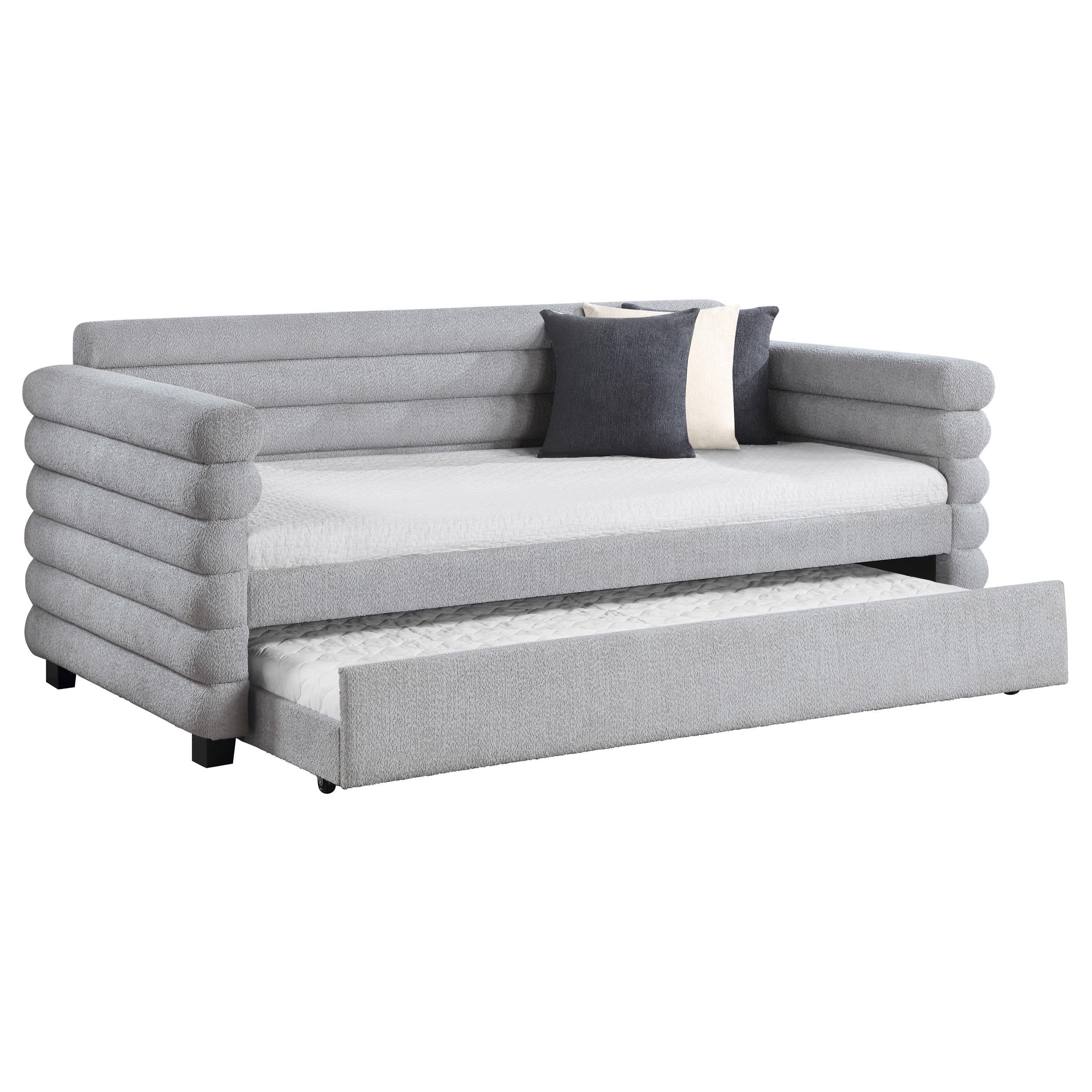  Coaster Furniture Patricia 300718 Boucle Upholstered Twin Day Bed with Trundle - Grey IMAGE 2