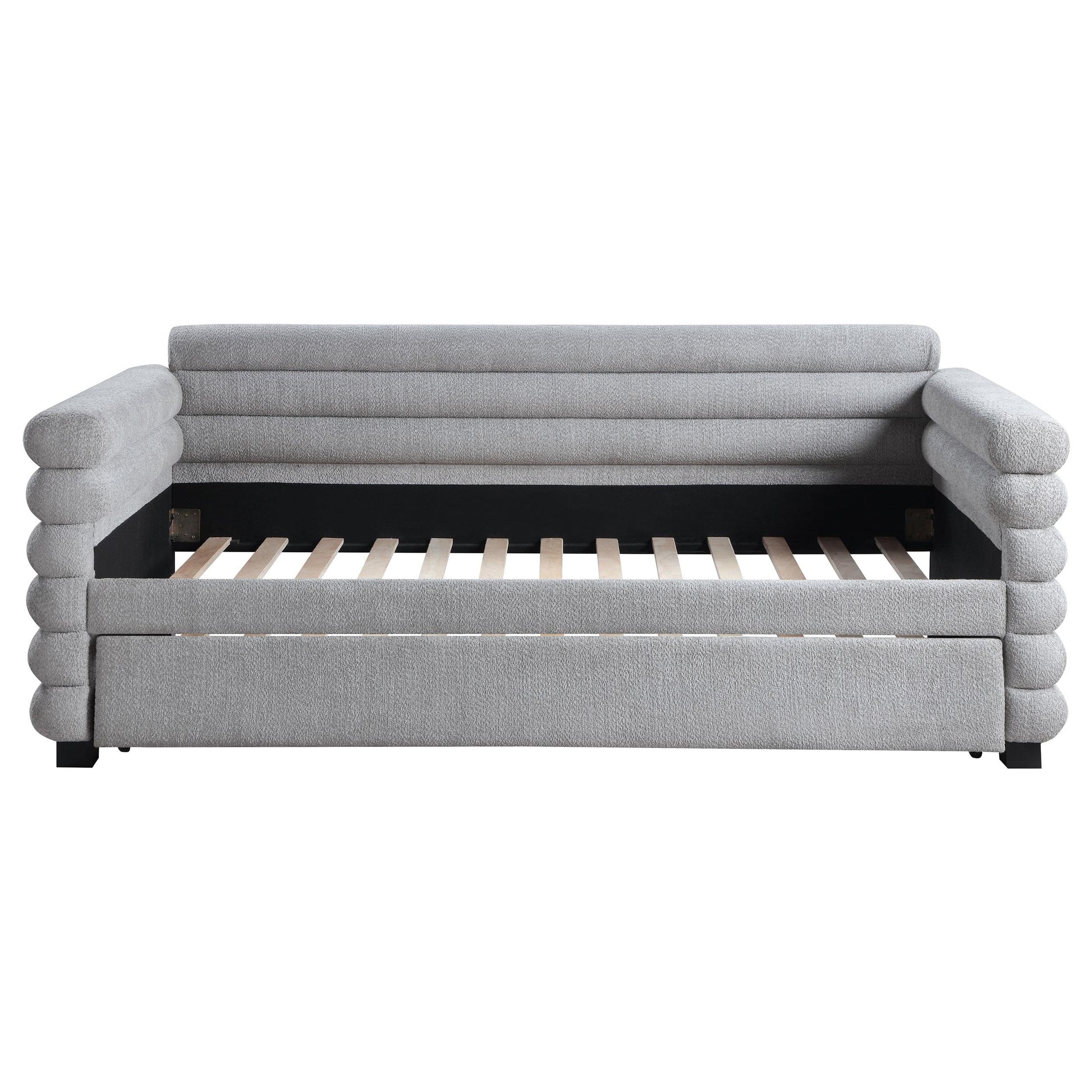  Coaster Furniture Patricia 300718 Boucle Upholstered Twin Day Bed with Trundle - Grey IMAGE 3