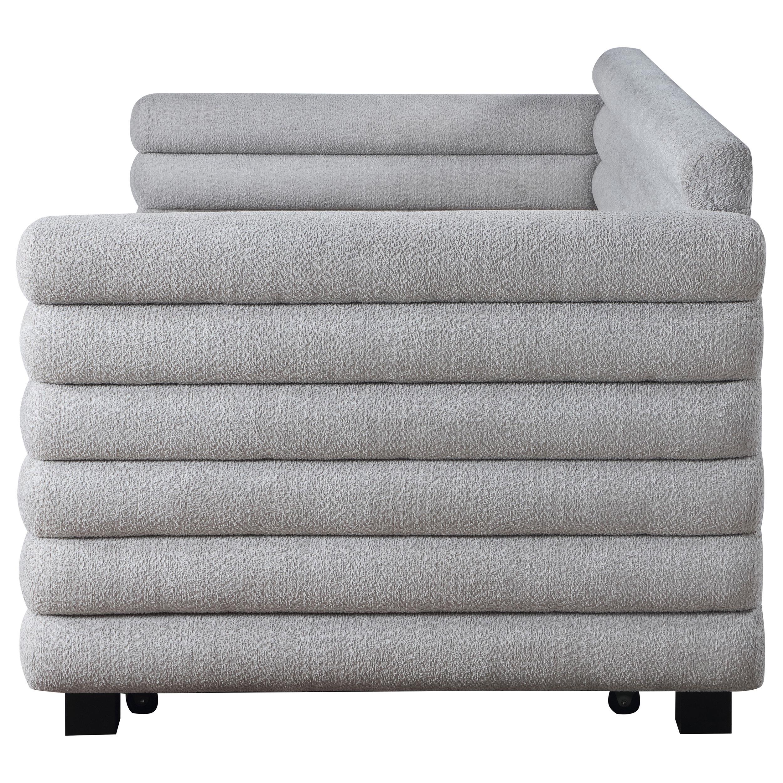  Coaster Furniture Patricia 300718 Boucle Upholstered Twin Day Bed with Trundle - Grey IMAGE 5