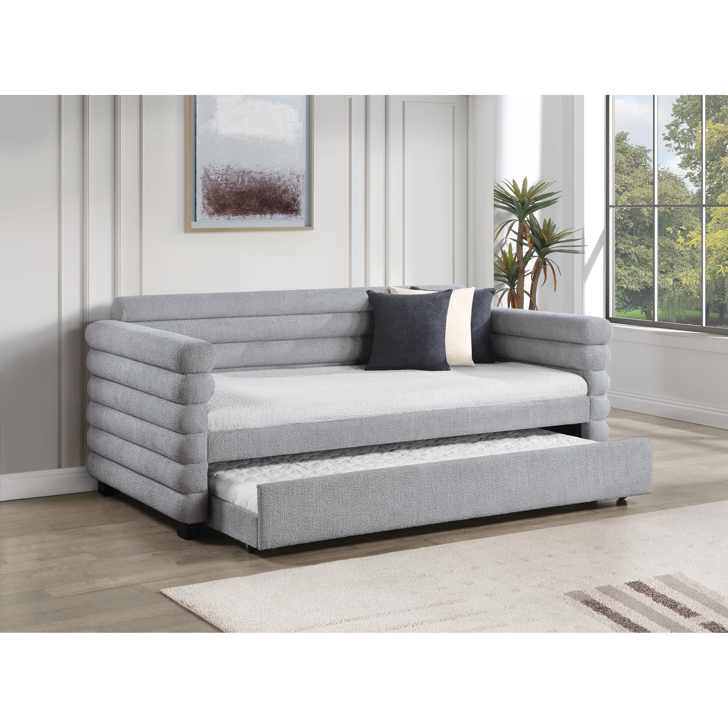  Coaster Furniture Patricia 300718 Boucle Upholstered Twin Day Bed with Trundle - Grey IMAGE 9