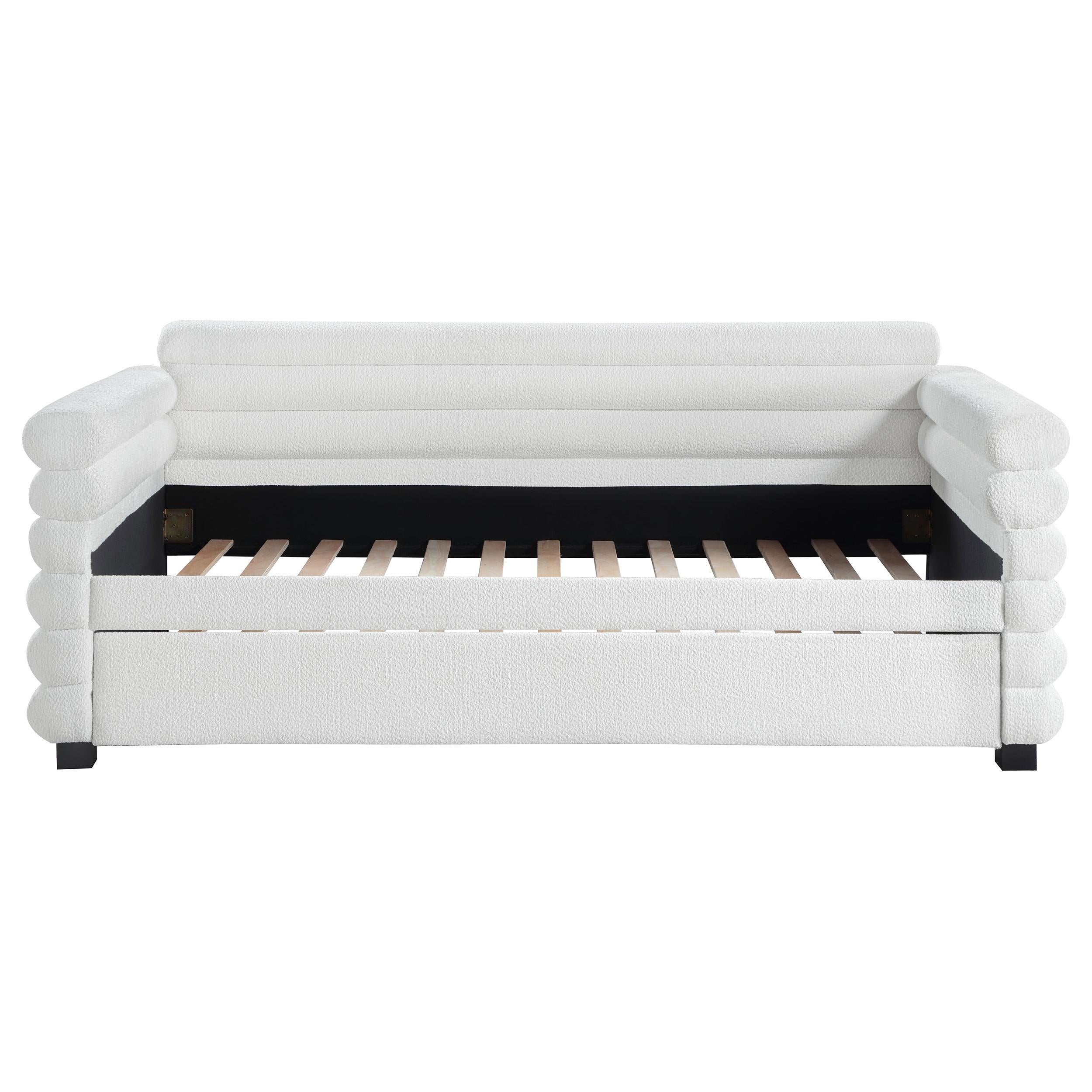  Coaster Furniture Patricia 300716 Boucle Upholstered Twin Day Bed with Trundle - White IMAGE 3