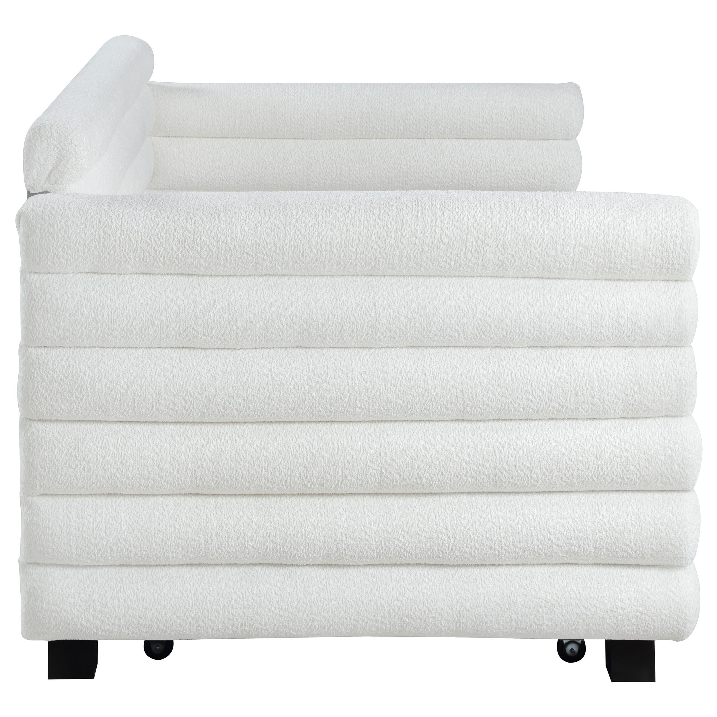  Coaster Furniture Patricia 300716 Boucle Upholstered Twin Day Bed with Trundle - White IMAGE 8