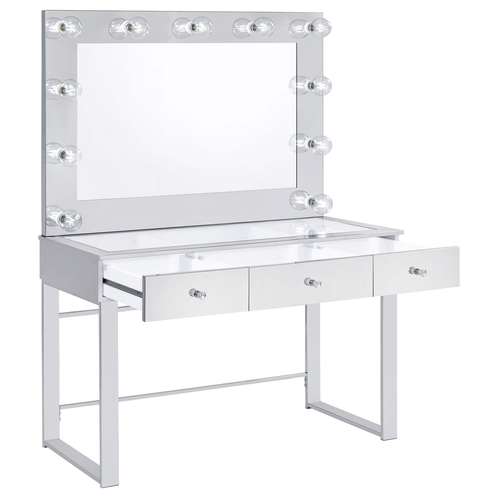  Coaster Furniture Umbridge 935934 3-Drawer Vanity Set with Lighting - Chrome and White IMAGE 2