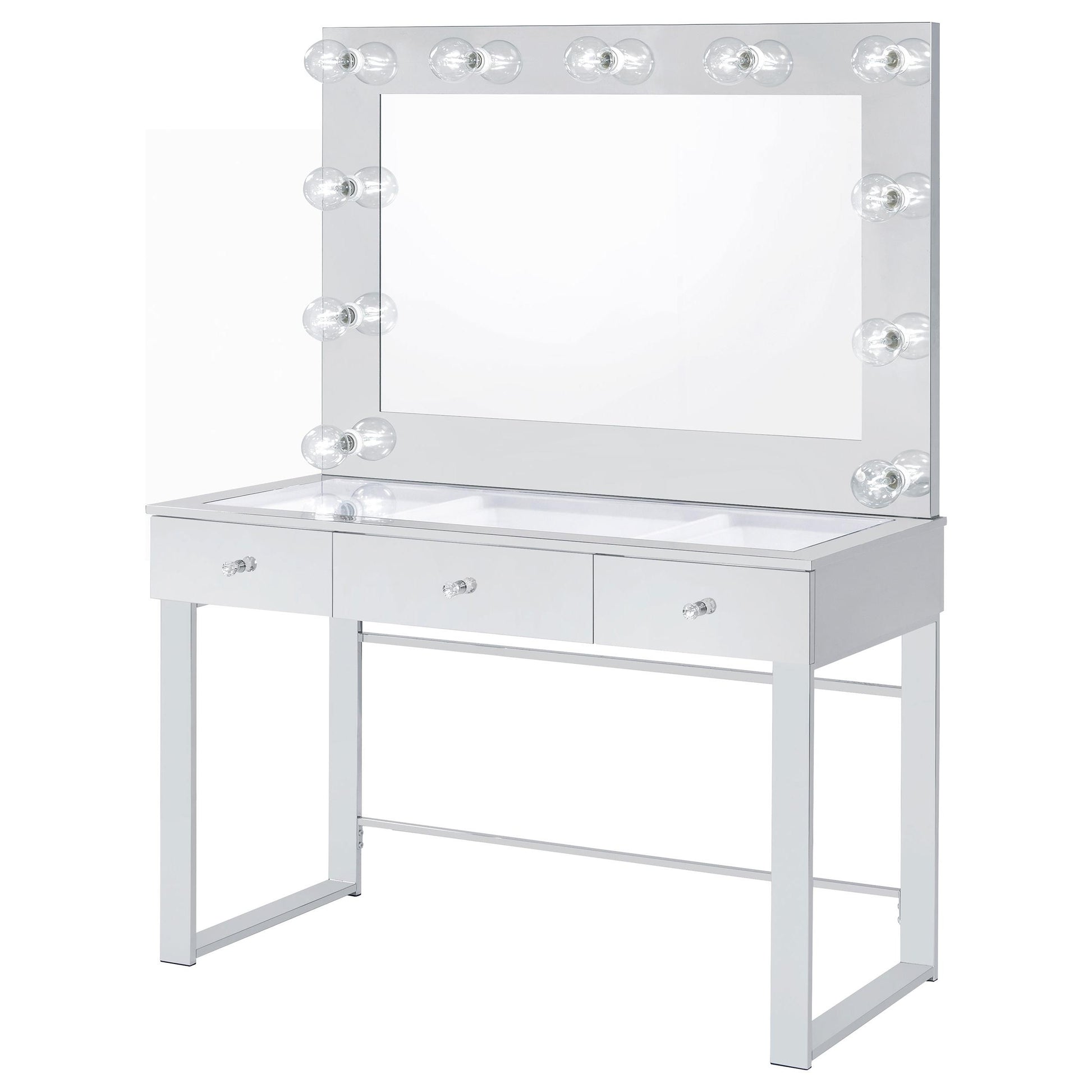  Coaster Furniture Umbridge 935934 3-Drawer Vanity Set with Lighting - Chrome and White IMAGE 3
