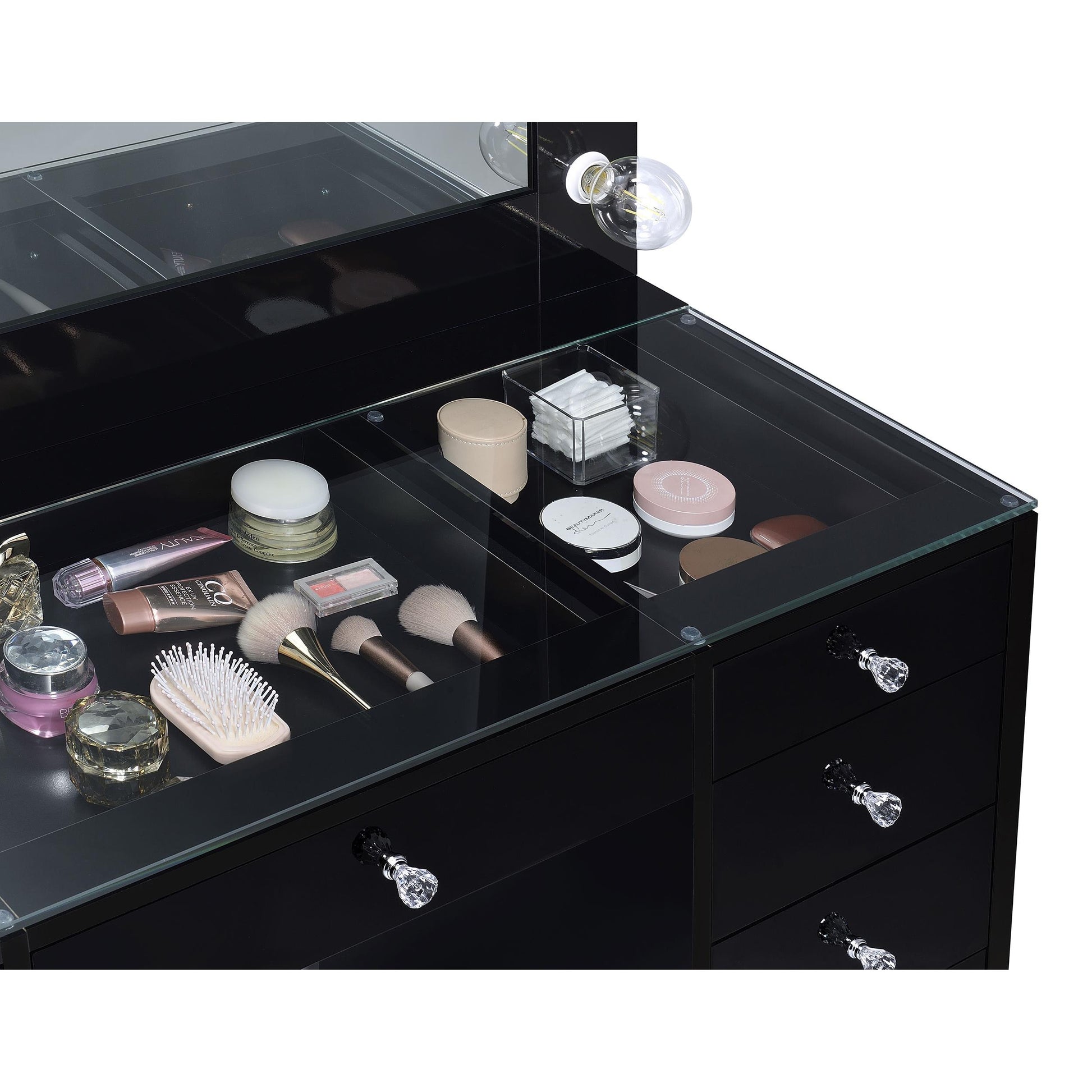 Coaster Furniture Acena 931144 7-Drawer Vanity Set with Lighting - Black High Gloss IMAGE 10