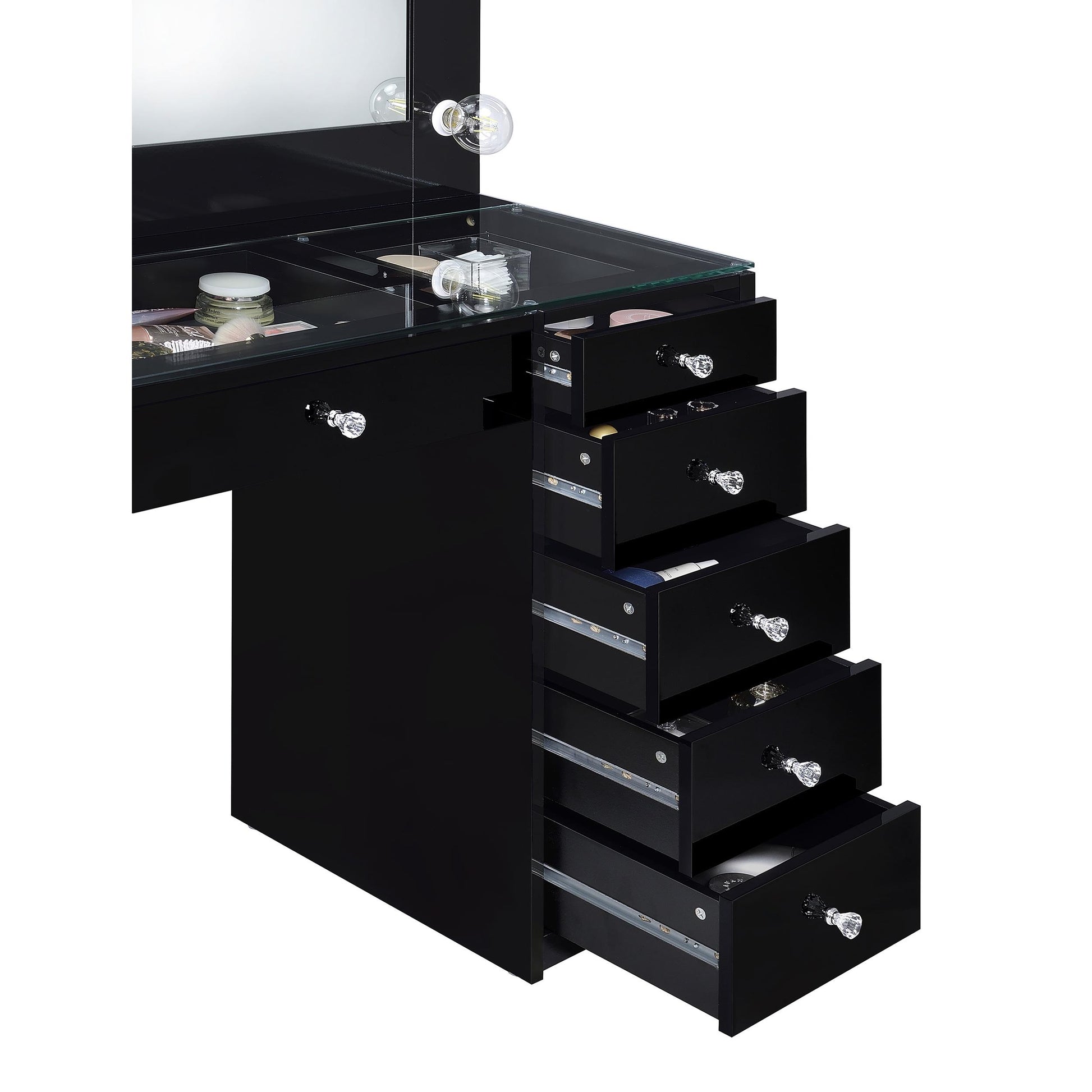  Coaster Furniture Acena 931144 7-Drawer Vanity Set with Lighting - Black High Gloss IMAGE 11