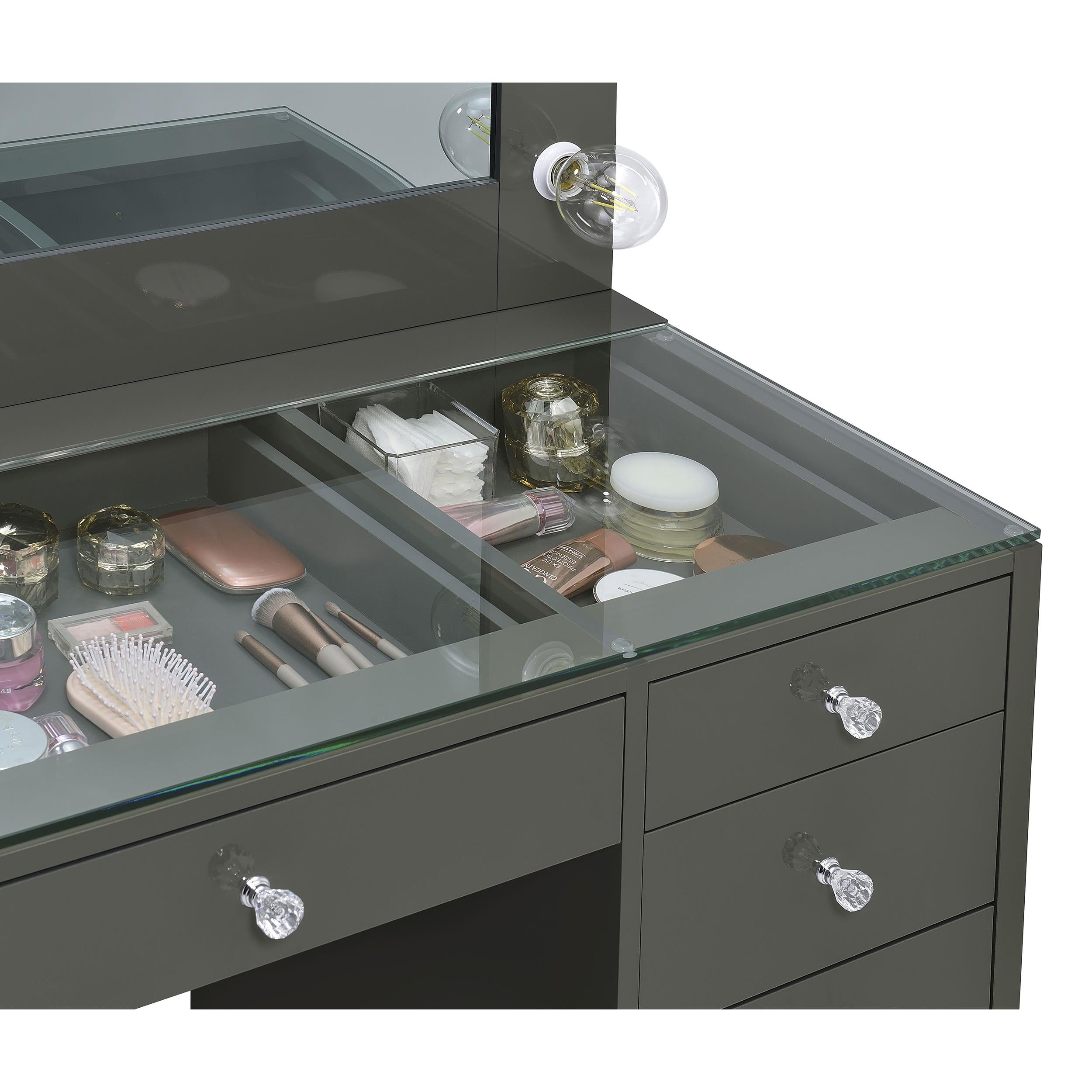  Coaster Furniture Acena 931145 7-Drawer Vanity Set with Lighting - Grey High Gloss IMAGE 10