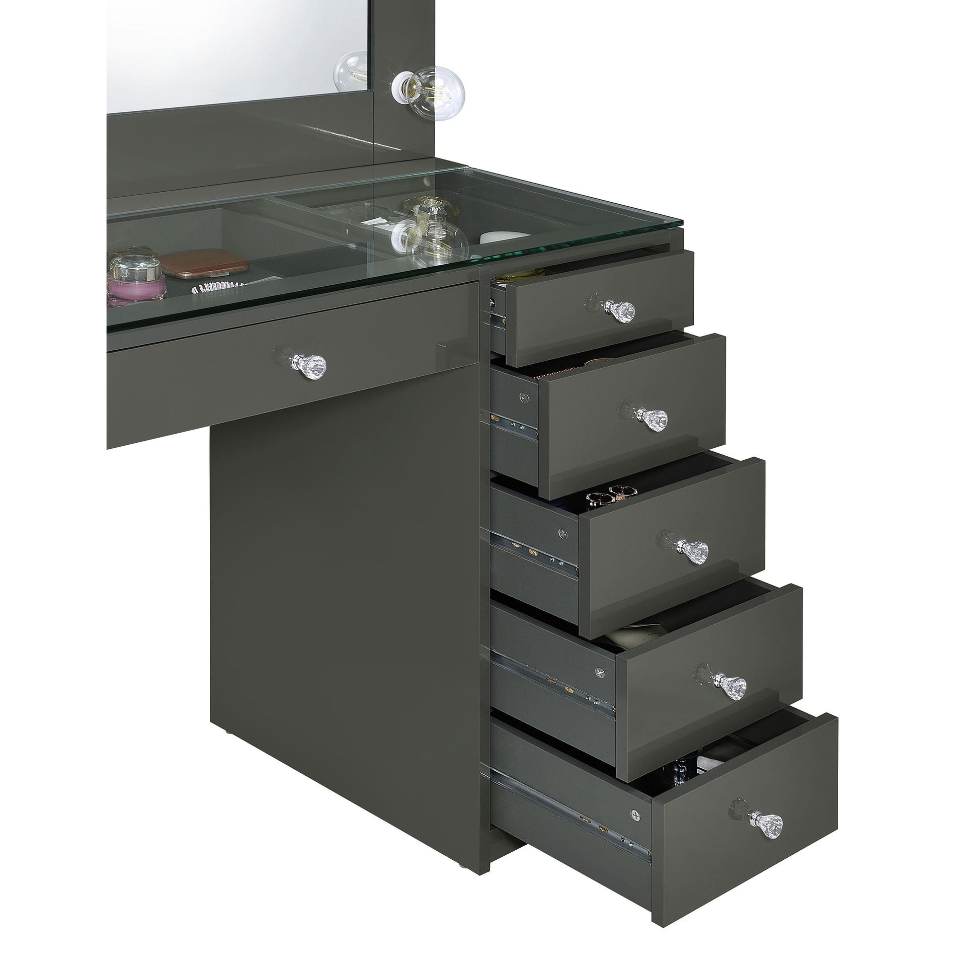  Coaster Furniture Acena 931145 7-Drawer Vanity Set with Lighting - Grey High Gloss IMAGE 11
