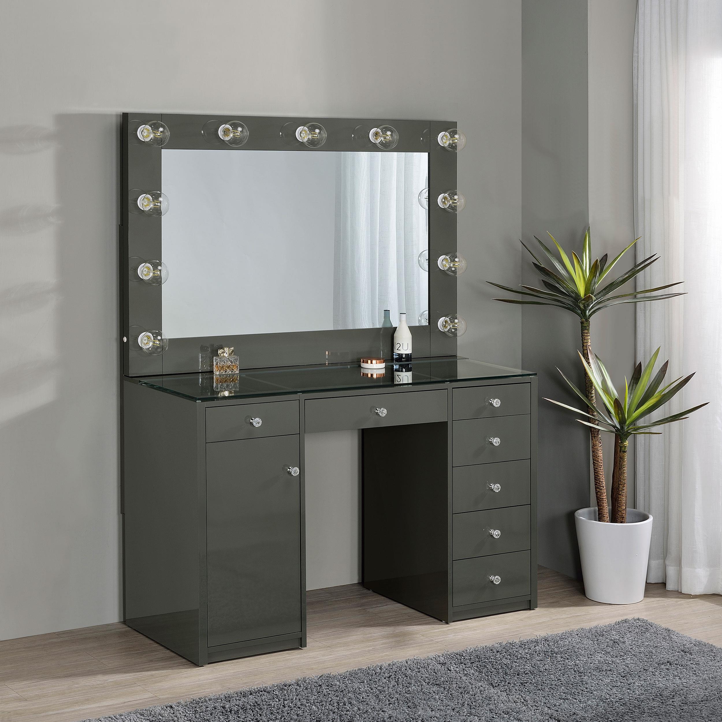  Coaster Furniture Acena 931145 7-Drawer Vanity Set with Lighting - Grey High Gloss IMAGE 8