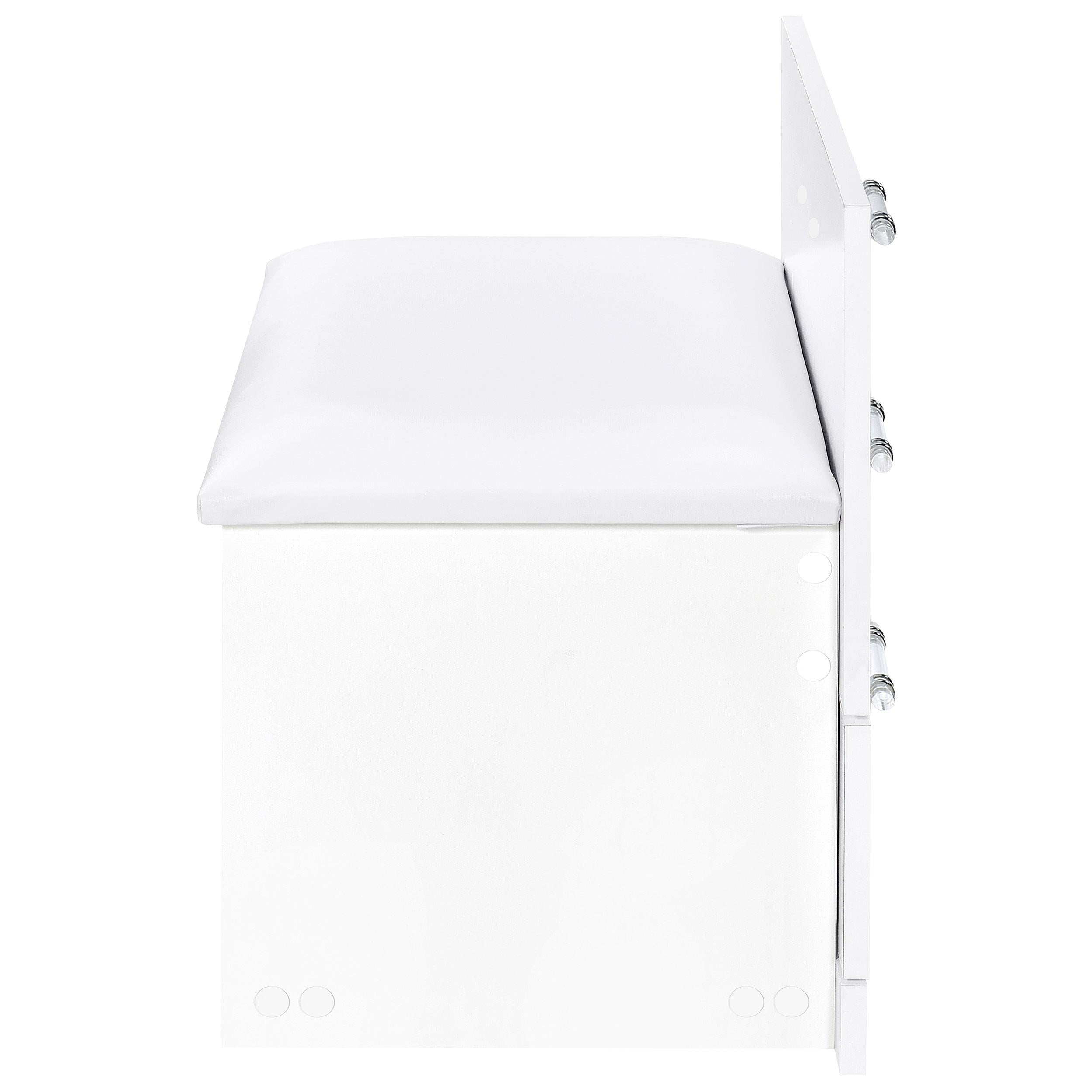 Coaster Furniture Danbury 930208 3-Drawer Makeup Vanity & Stool - Set White High Gloss IMAGE 12