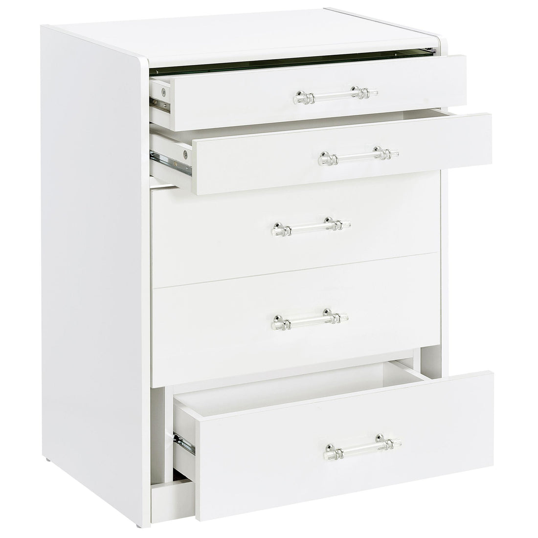  Coaster Furniture Danbury 930208 3-Drawer Makeup Vanity & Stool - Set White High Gloss IMAGE 1