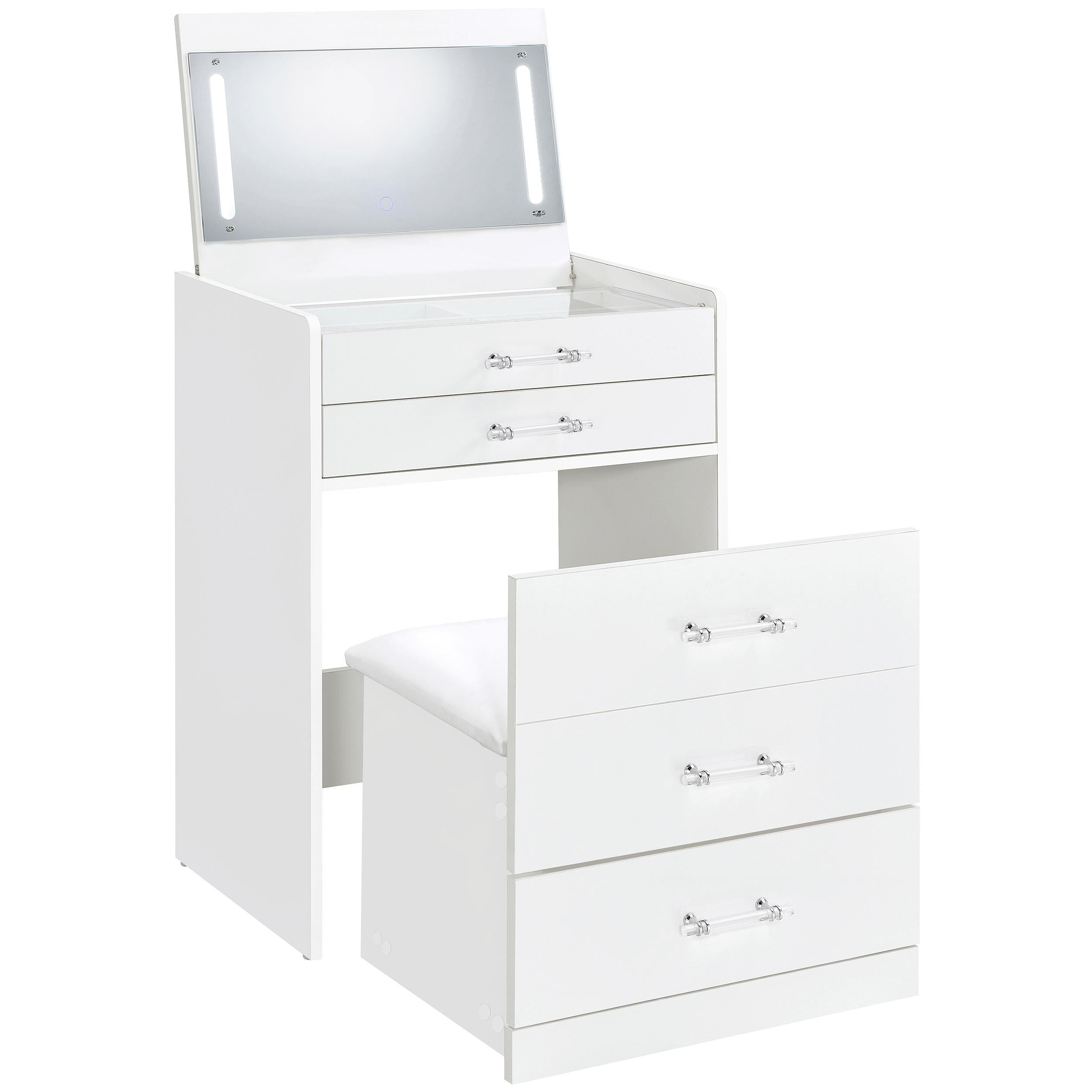  Coaster Furniture Danbury 930208 3-Drawer Makeup Vanity & Stool - Set White High Gloss IMAGE 4