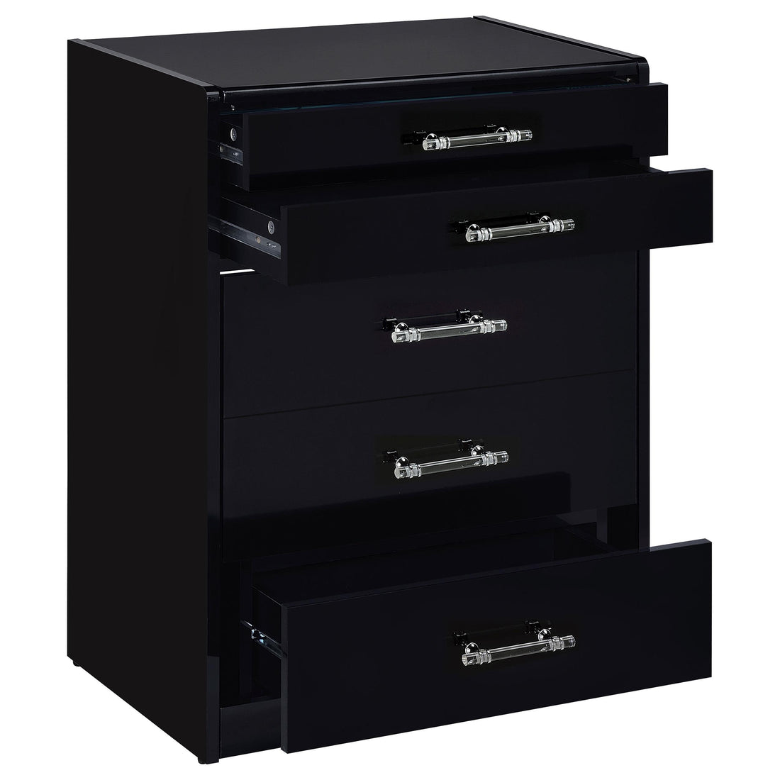  Coaster Furniture Danbury 930209 3-Drawer Makeup Vanity & Stool - Set Black High Gloss IMAGE 1