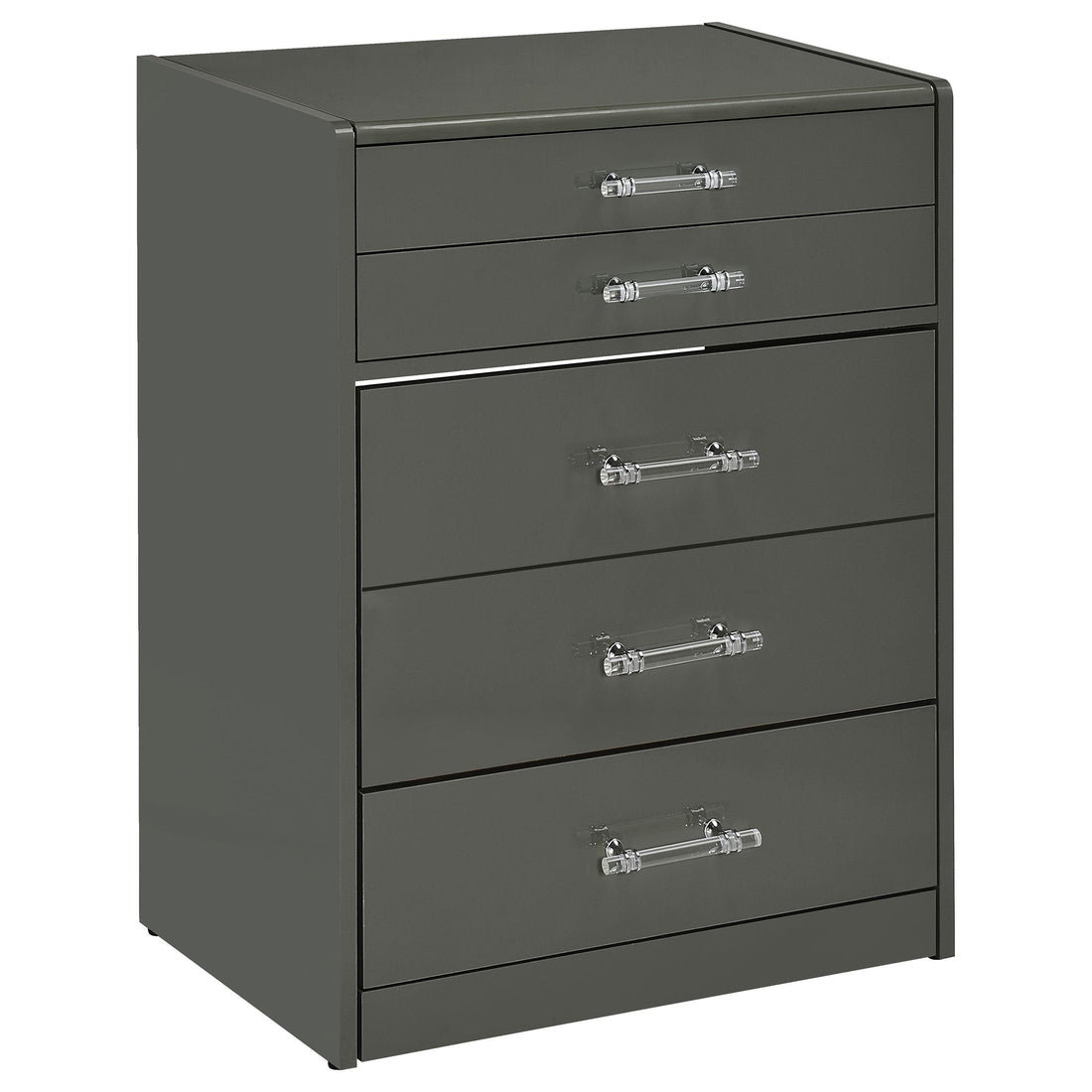  Coaster Furniture Danbury 930210 3-Drawer Makeup Vanity & Stool - Set Grey High Gloss IMAGE 1