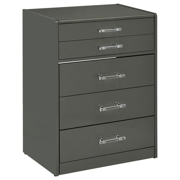  Coaster Furniture Danbury 930210 3-Drawer Makeup Vanity & Stool - Set Grey High Gloss IMAGE 1