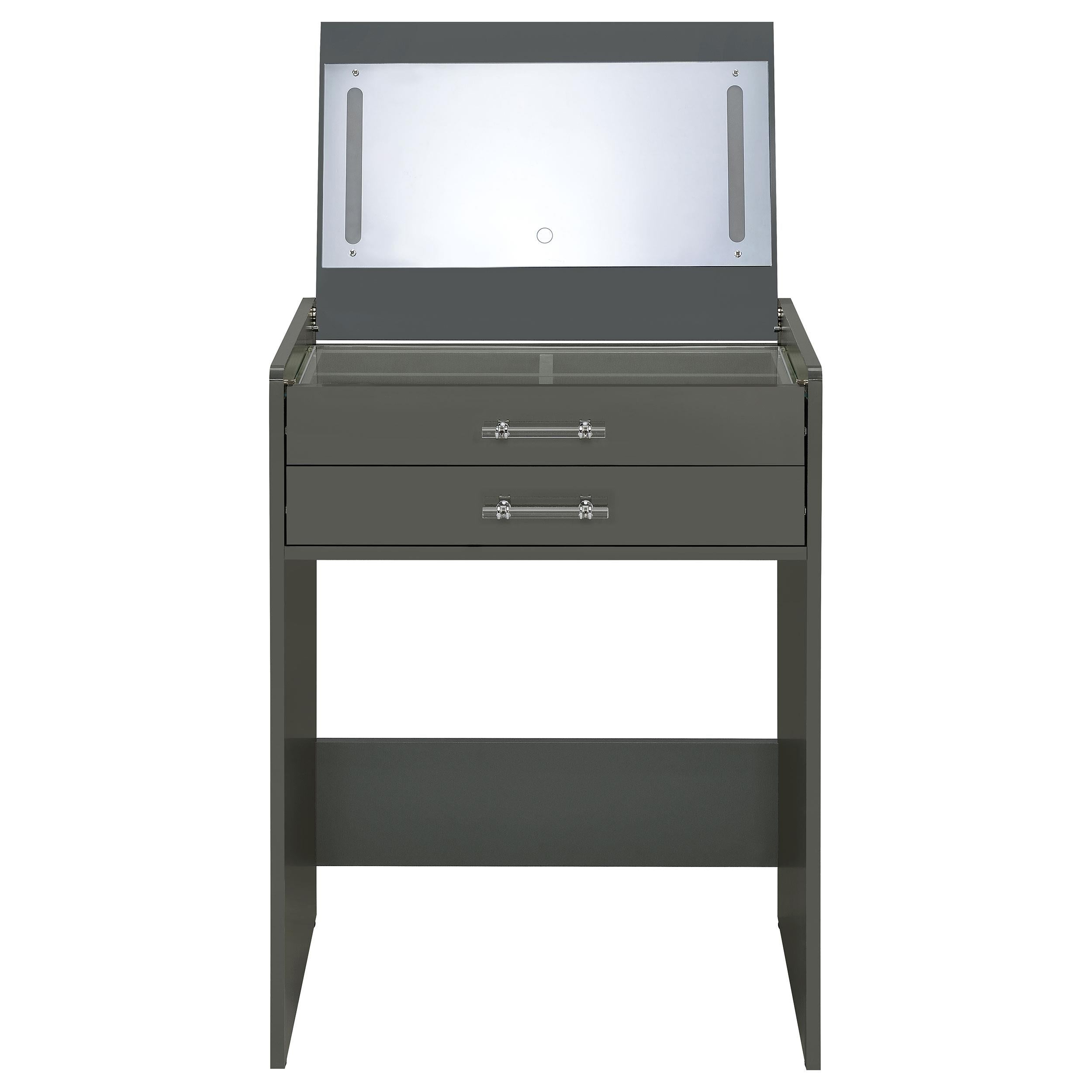  Coaster Furniture Danbury 930210 3-Drawer Makeup Vanity & Stool - Set Grey High Gloss IMAGE 7