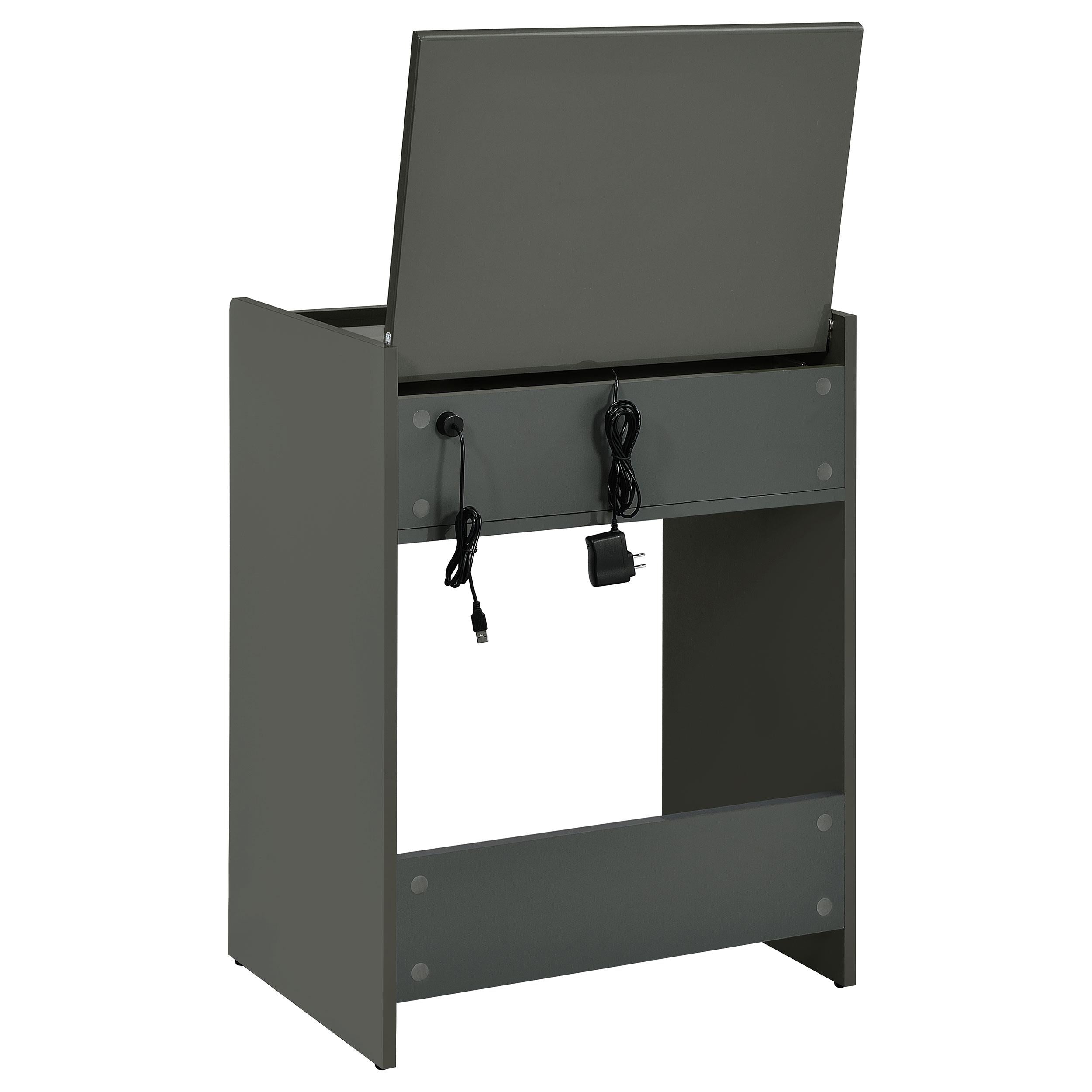  Coaster Furniture Danbury 930210 3-Drawer Makeup Vanity & Stool - Set Grey High Gloss IMAGE 9