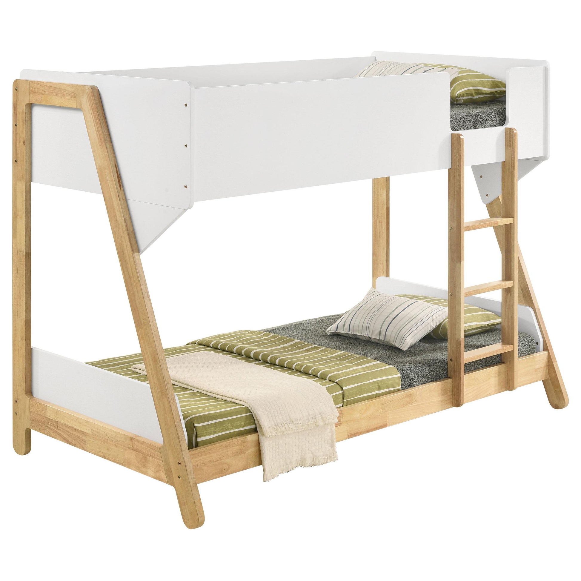  Coaster Furniture Wyatt 460510 Wood Twin Over Twin Bunk Bed - White and Natural IMAGE 2