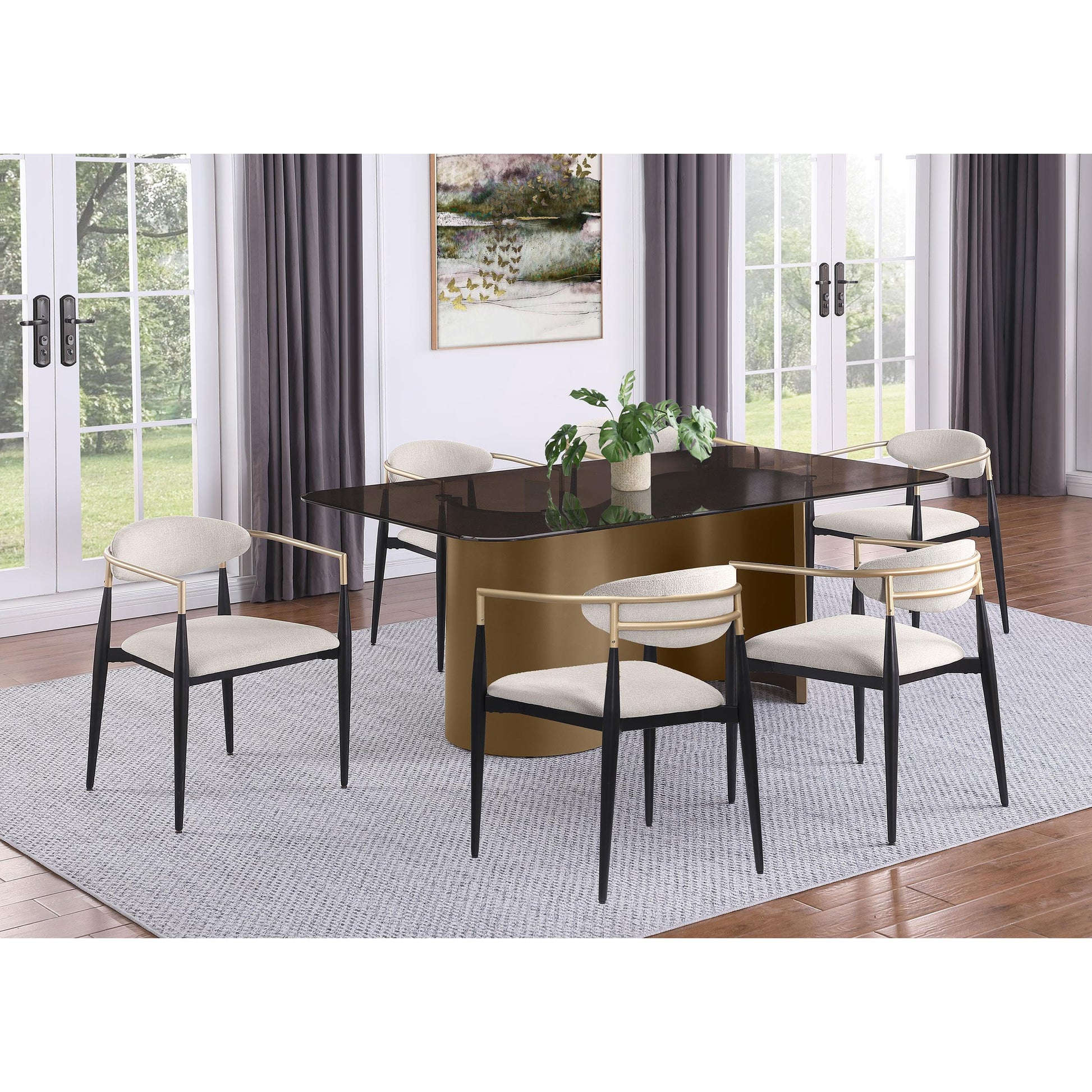  Coaster Furniture Alexis 182692 Fabric Upholstered Dining Arm Chair - Beige IMAGE 11
