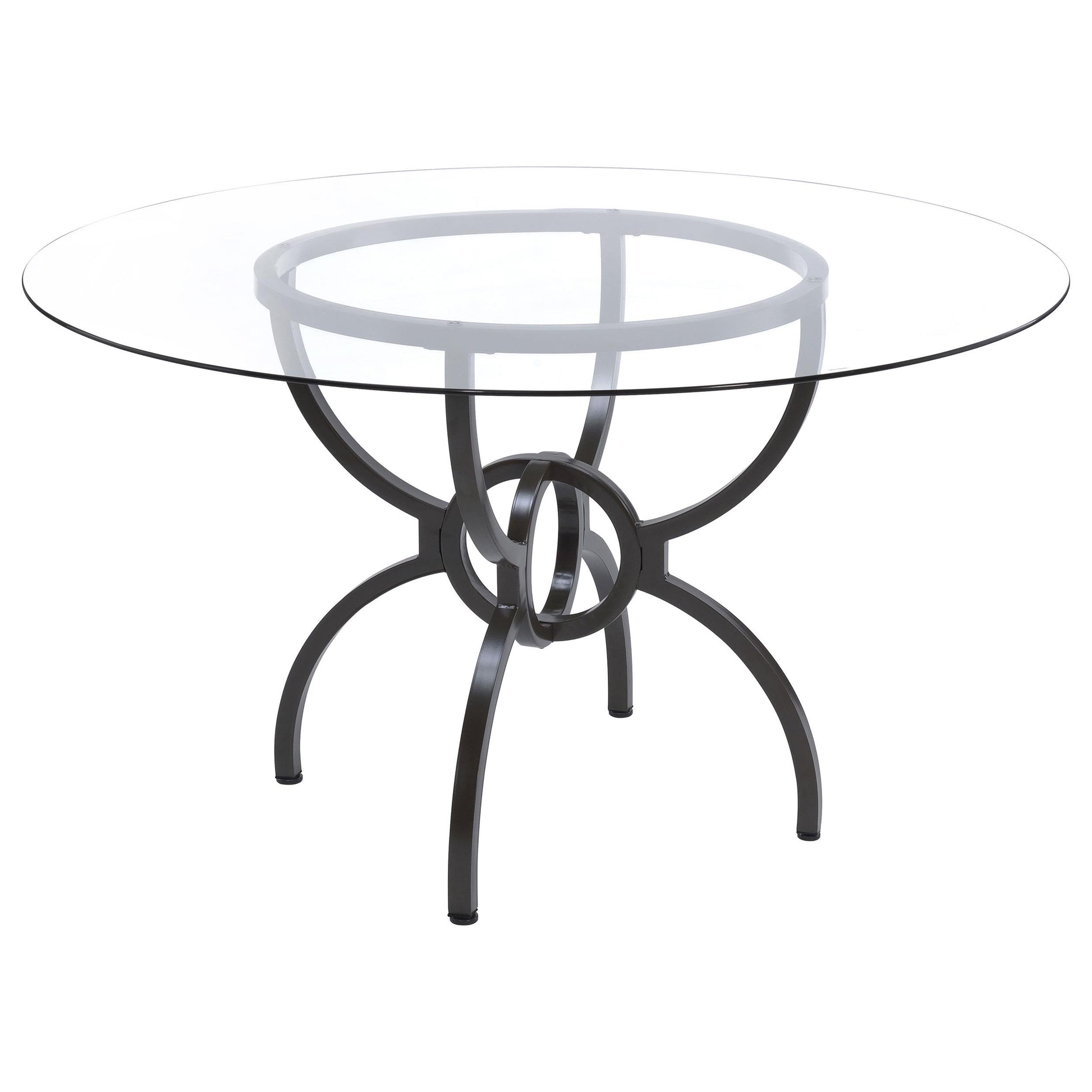  Coaster Furniture Aviano 108291BG Round 48-inch Glass Top Metal Dining Table - Gunmetal IMAGE 1