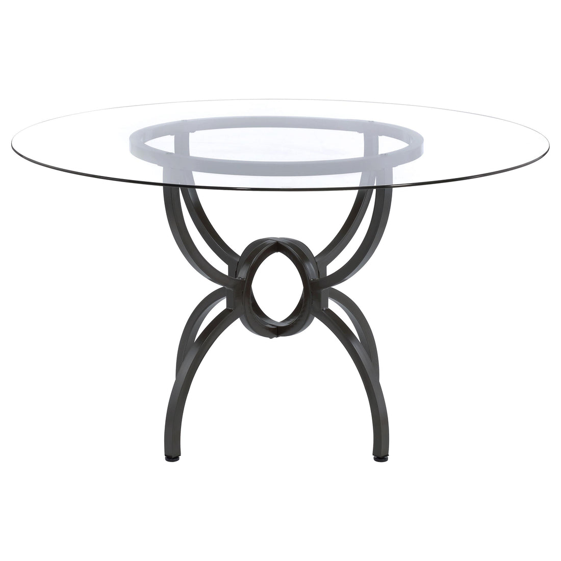  Coaster Furniture Aviano 108291BG Round 48-inch Glass Top Metal Dining Table - Gunmetal IMAGE 1